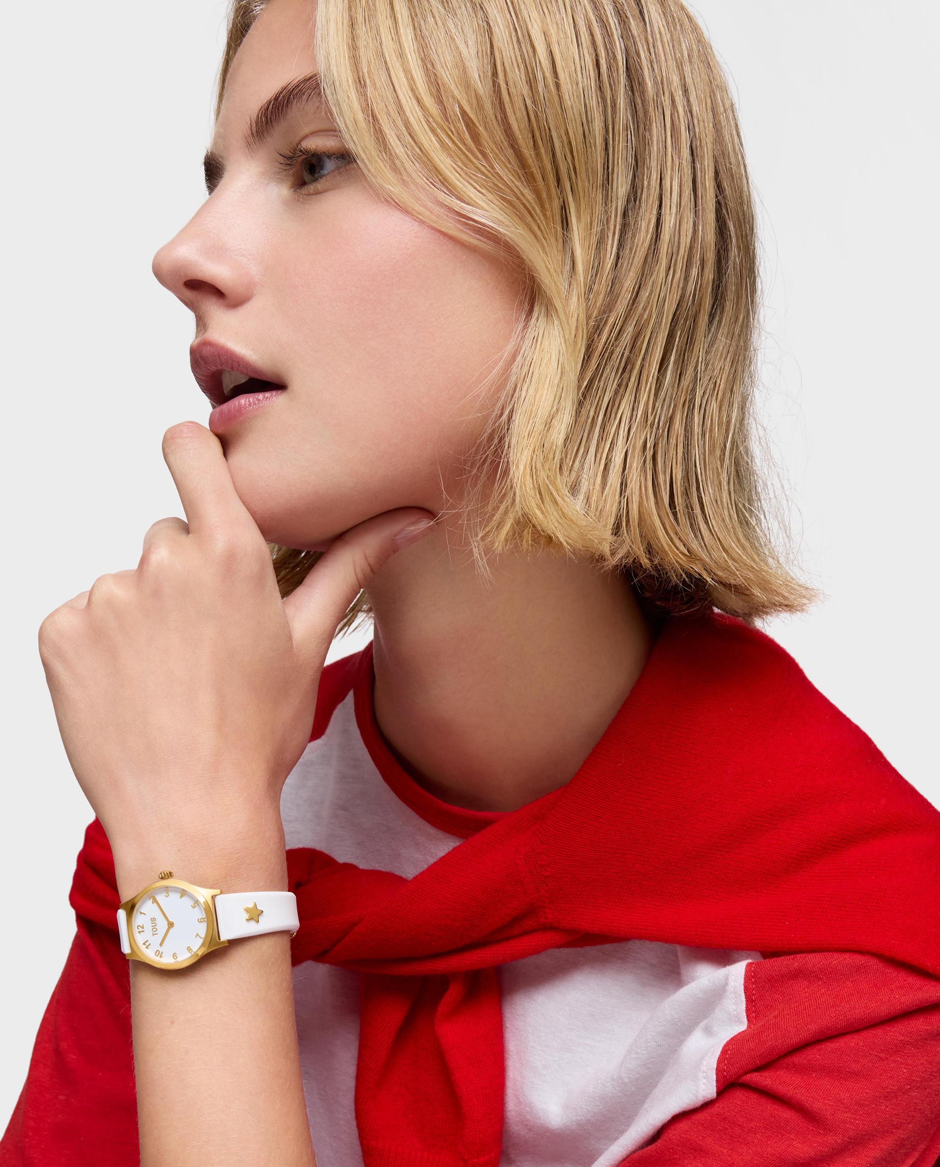 Relógio Epic Icon Kdt Charms com Bracelete em Branco e Aço em Dourado Branco-6