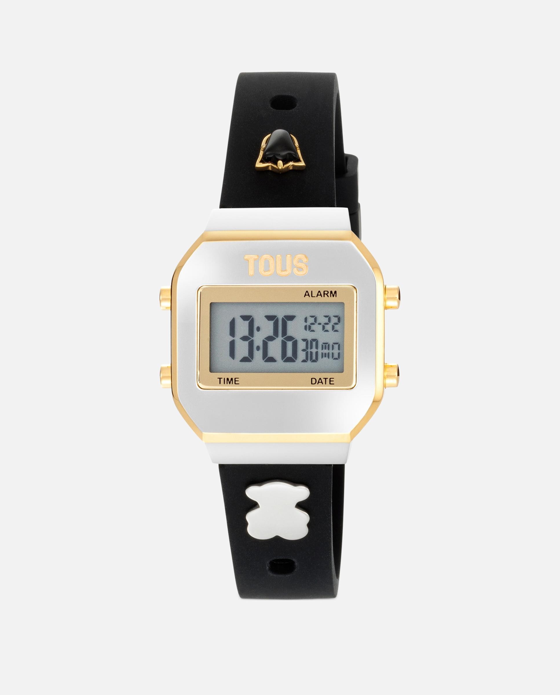 Imagem 0 de Relógio Digital Xpresurslf de Aço Inoxidável e Bracelete de Silicone em Preto com Charms