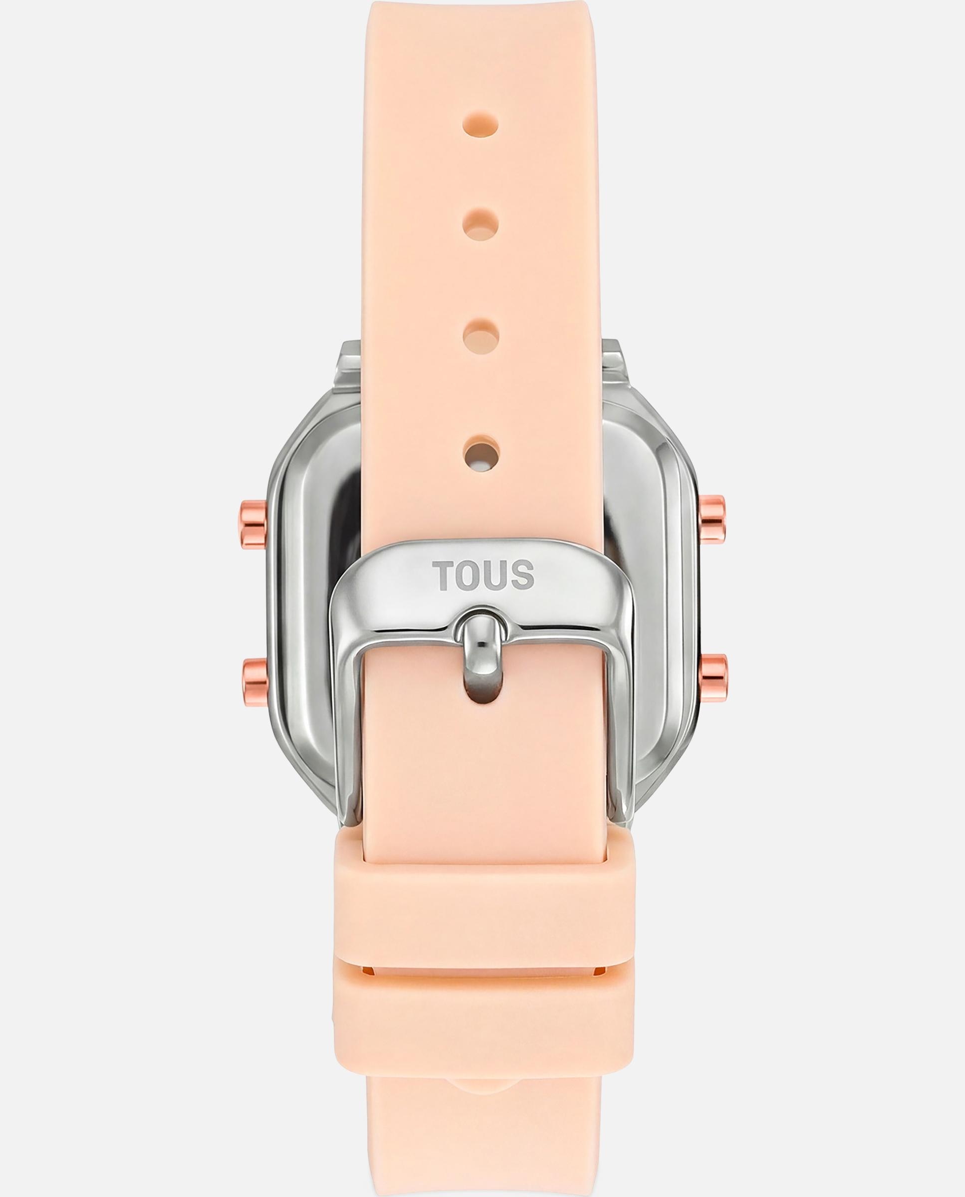 Relógio Digital Tous Xpresurslf com Caixa de Aço Inoxidável e Charms Intercambiáveis Rosa-4