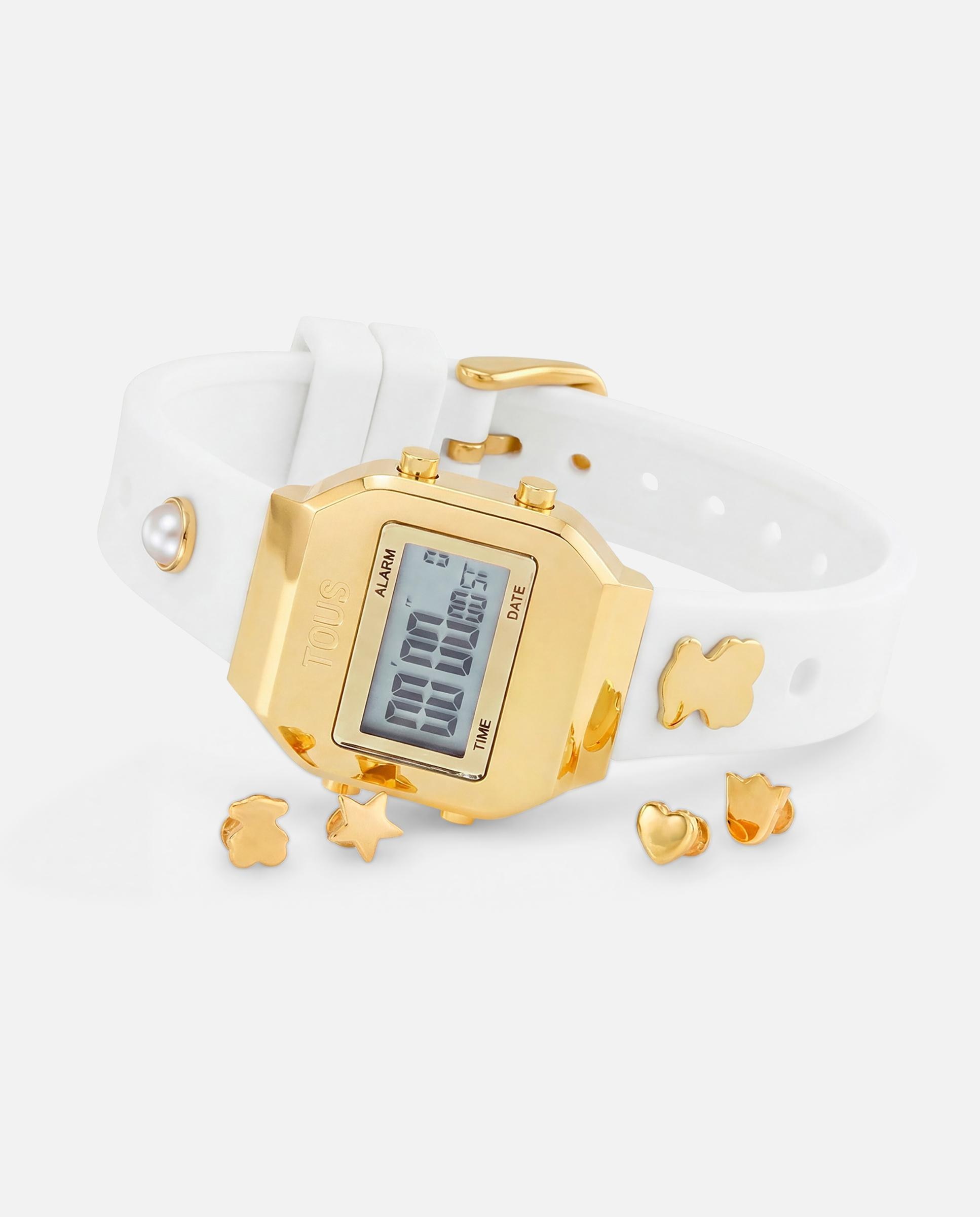 Relógio Digital Tous Xpresurslf com Caixa de Aço Inoxidável e Charms Intercambiáveis Branco-3