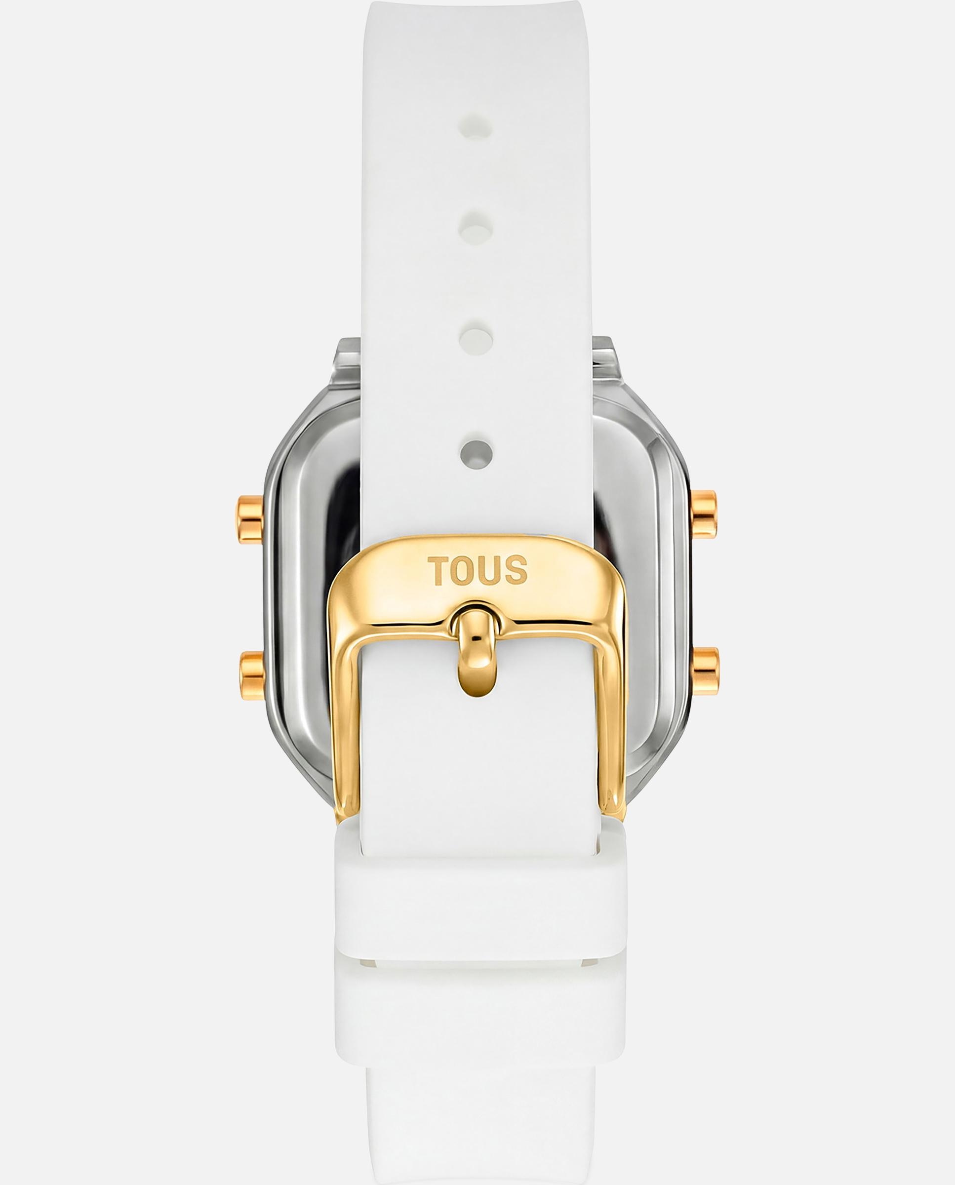 Relógio Digital Tous Xpresurslf com Caixa de Aço Inoxidável e Charms Intercambiáveis Branco-4