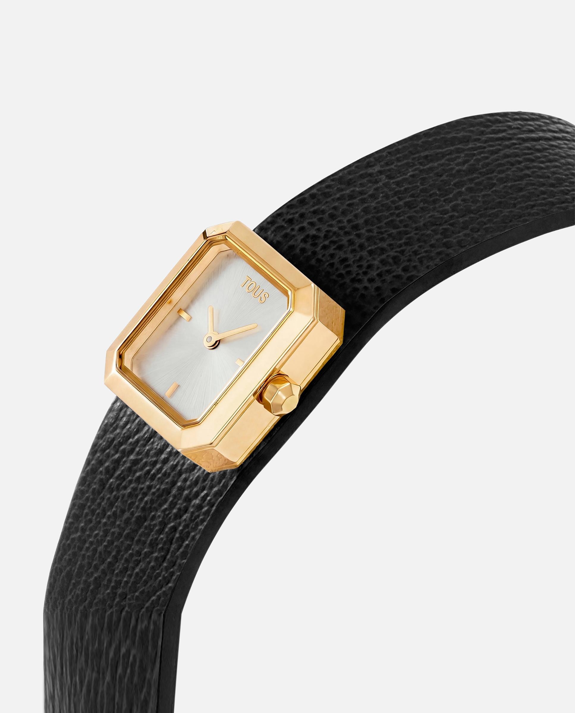 Relógio Analógico com Bracelete de Pele em Preto e Aço Dourado Karat Emerald Mini Preto-2
