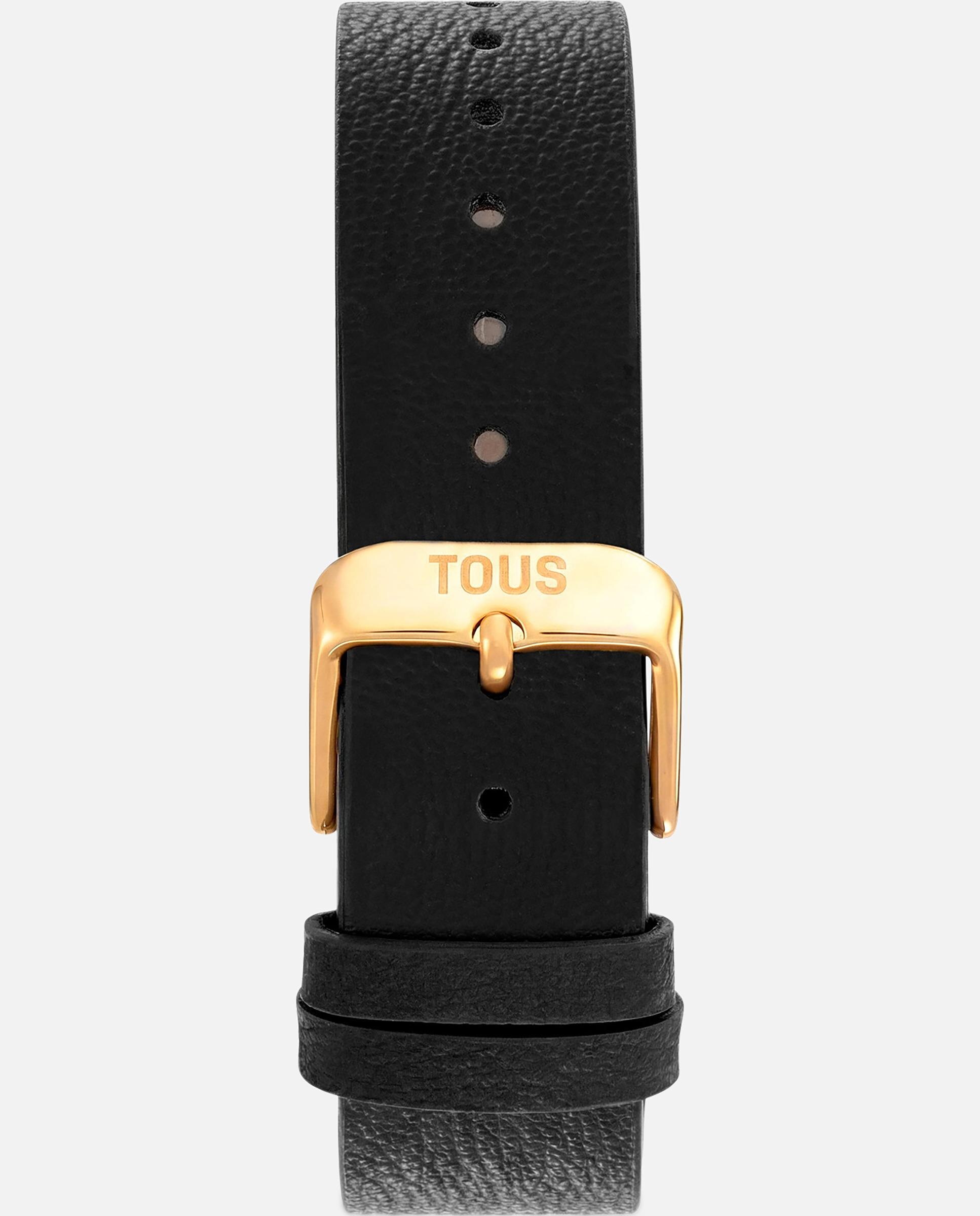 Relógio Analógico com Bracelete de Pele em Preto e Aço Dourado Karat Emerald Mini Preto-3