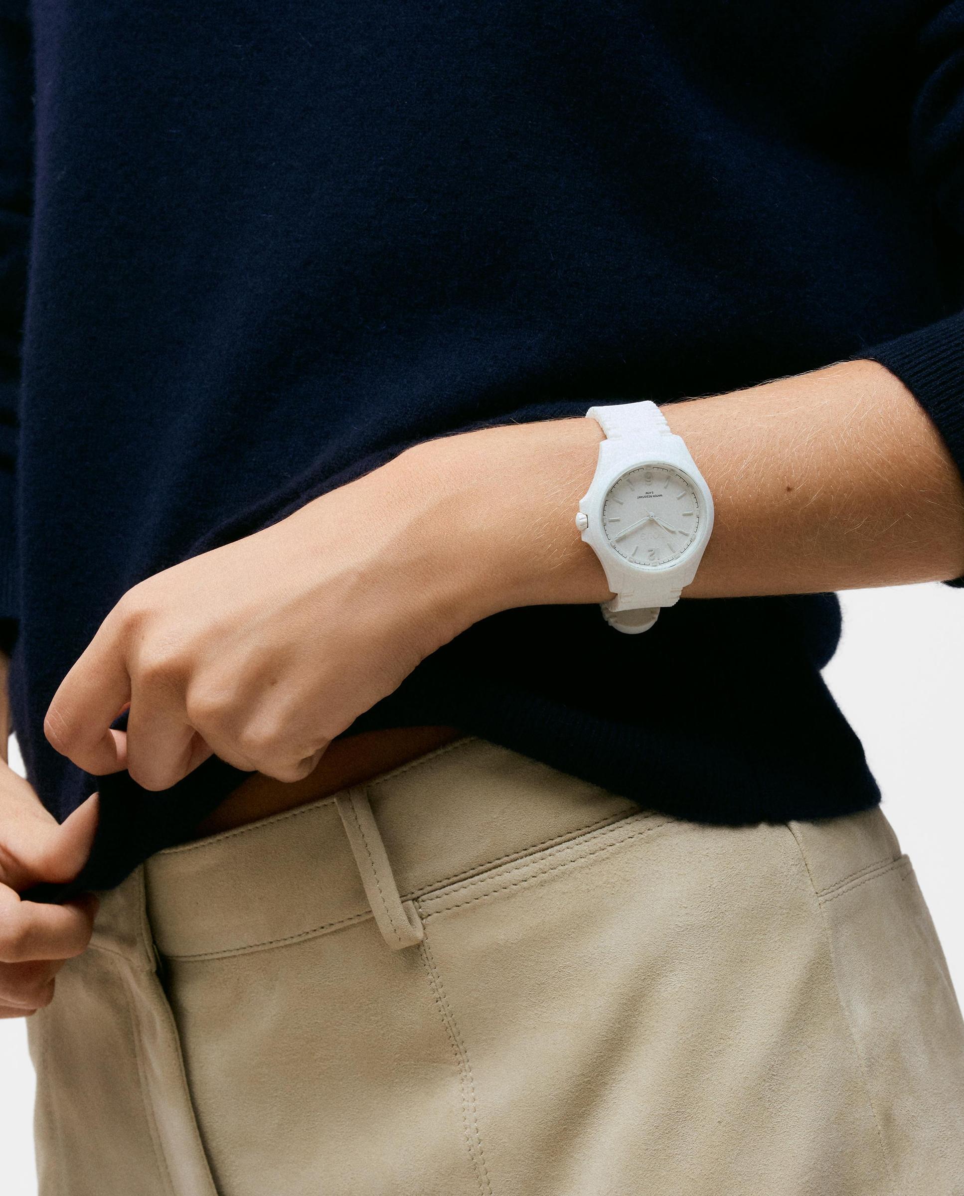 Relógio Analógico com Correia de Silicone Drive Branco-5