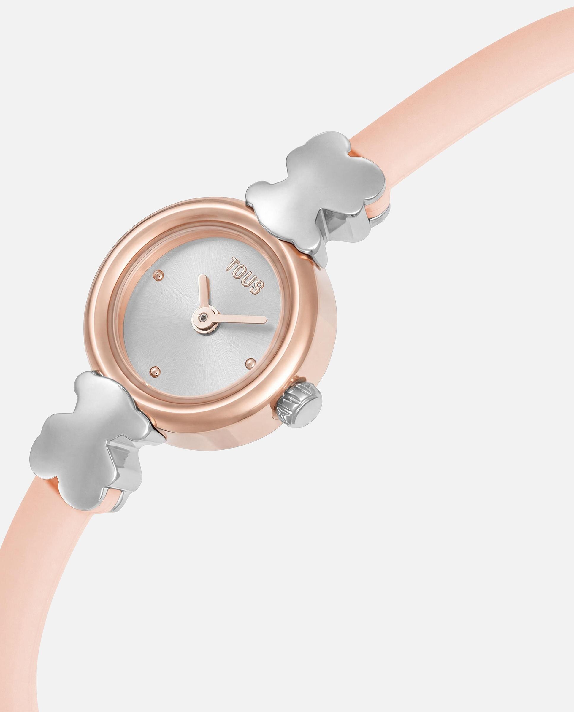 Relógio Analógico com Caixa de Aço e Bracelete de Silicone Icon Chic Nude-2