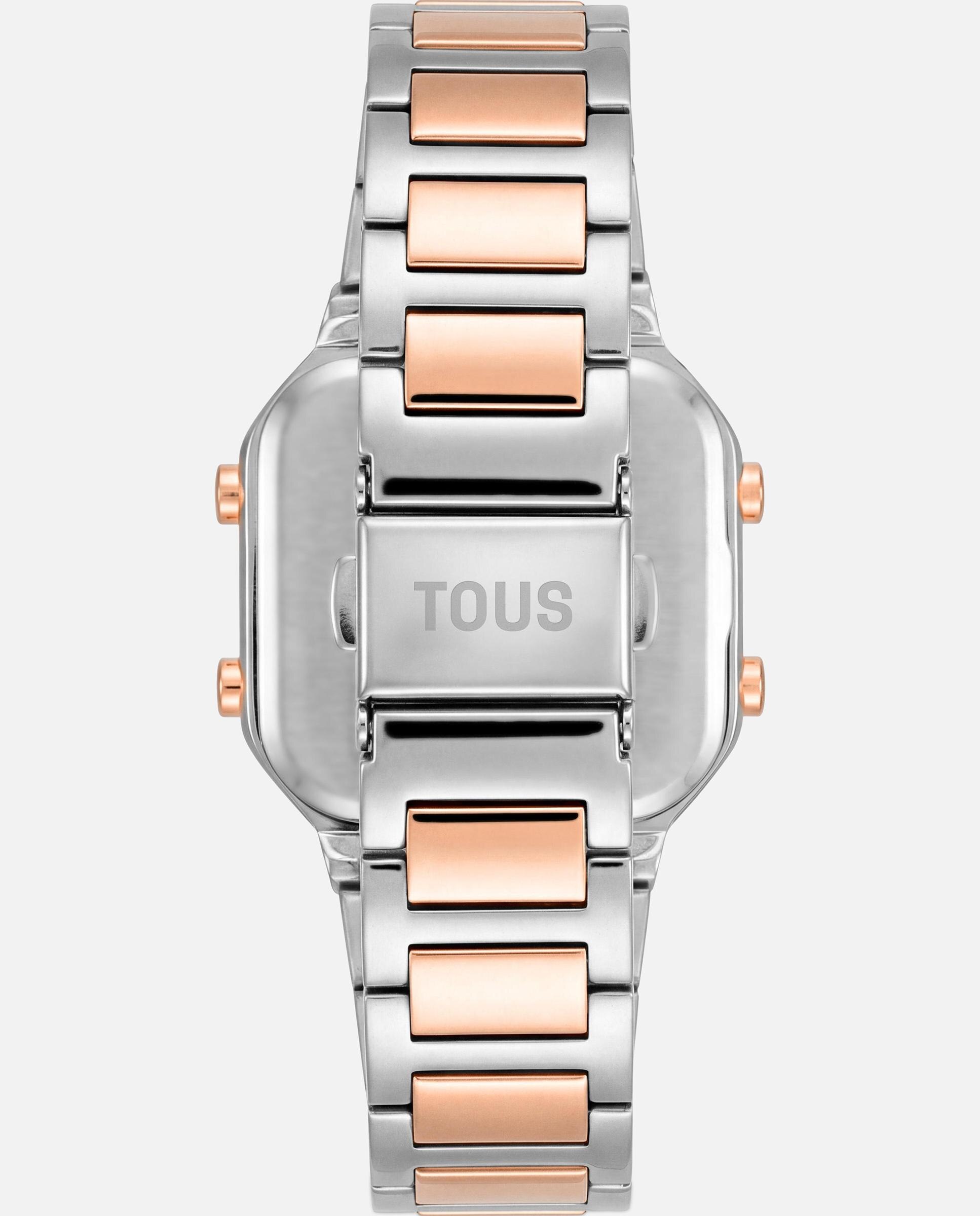 Relógio Digital com Bracelete de Aço D-bear Mini Prata / Rosa-4