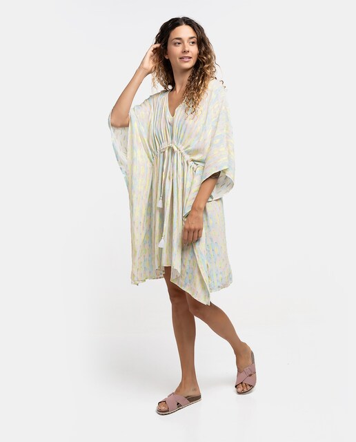Imagem 0 de Kaftan de Viscose Oceans Diary com Estampado de Acuarela em Verde