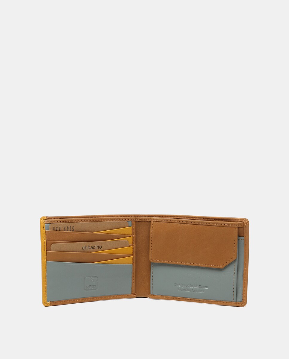 Carteira Oceans Diary de Pele Combinada com Proteção Rfid Camel-2