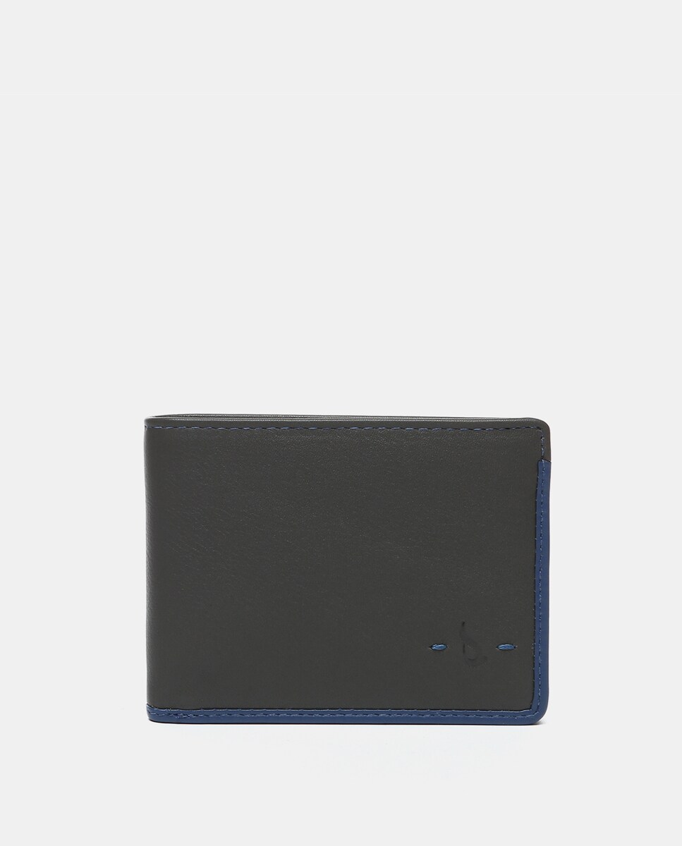 Carteira Pequena Oceans Diary de Pele com Proteção Rfid Cinzento-1