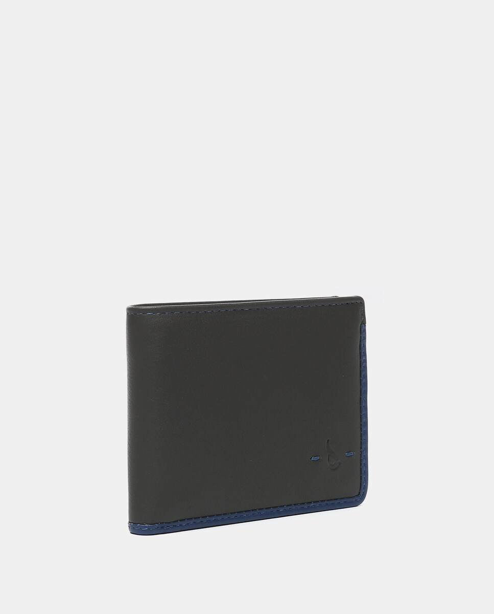 Carteira Pequena Oceans Diary de Pele com Proteção Rfid Cinzento-4