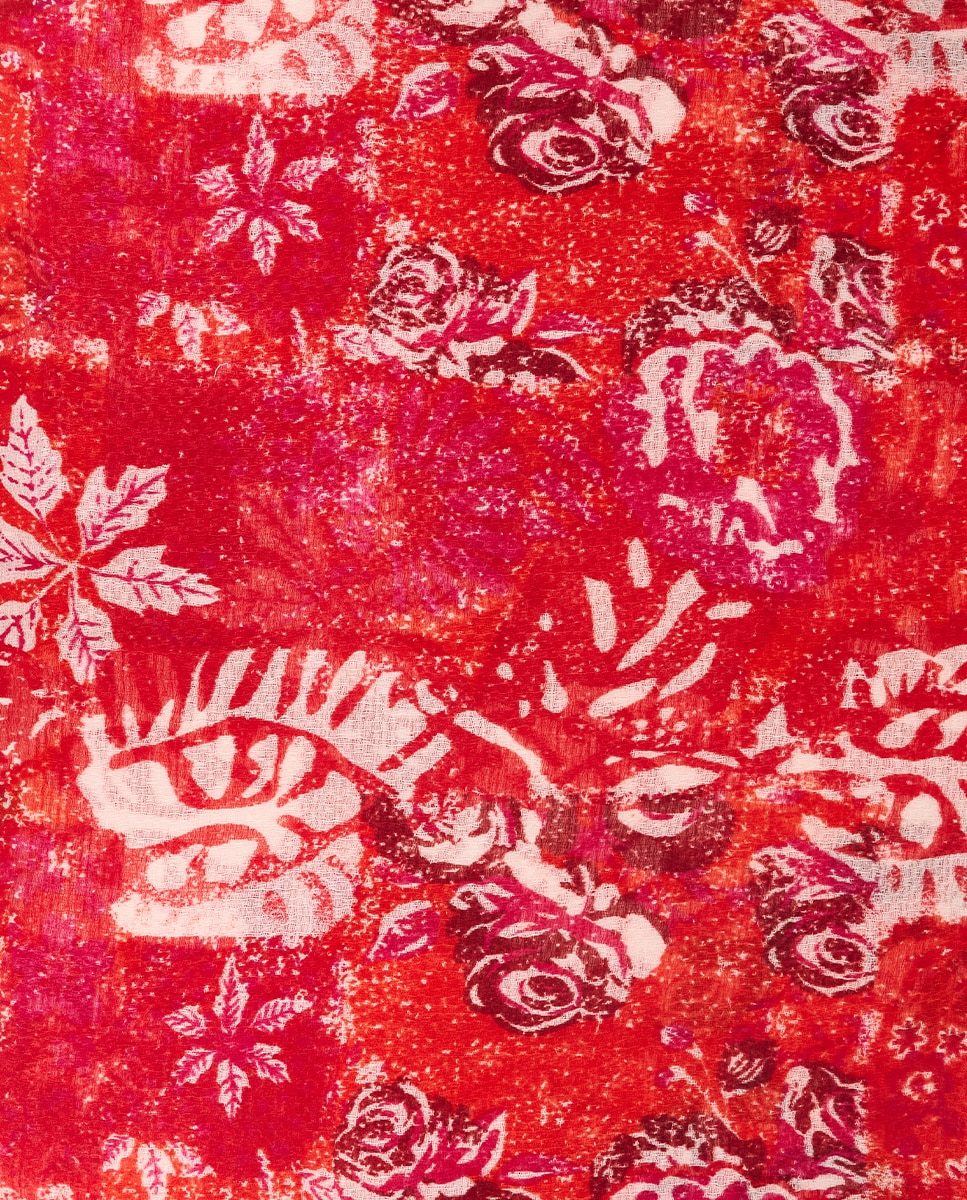 Écharpe de Lã com Estampado Abstracto Vermelho / Branco-4
