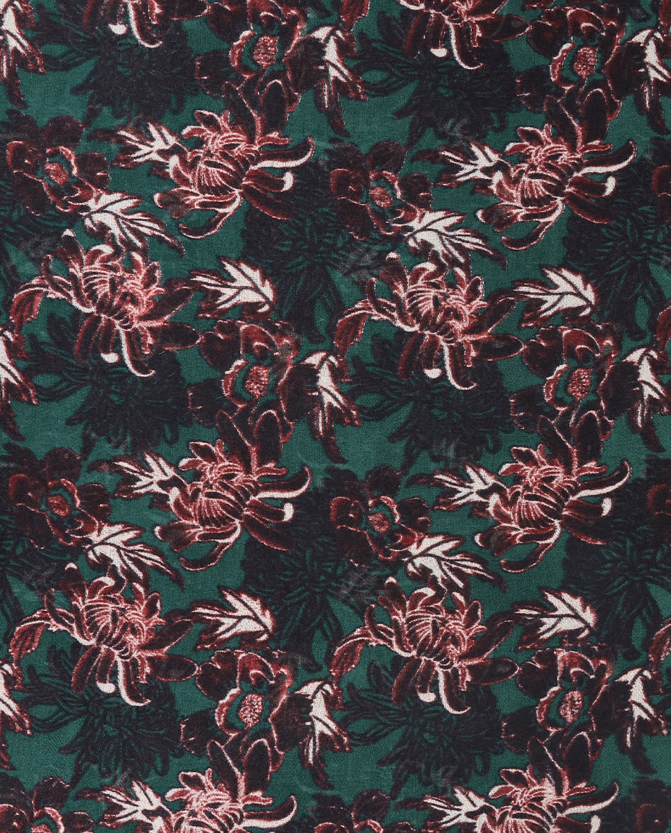 Écharpe de Lã com Estampado Floral Preto / Vermelho-4