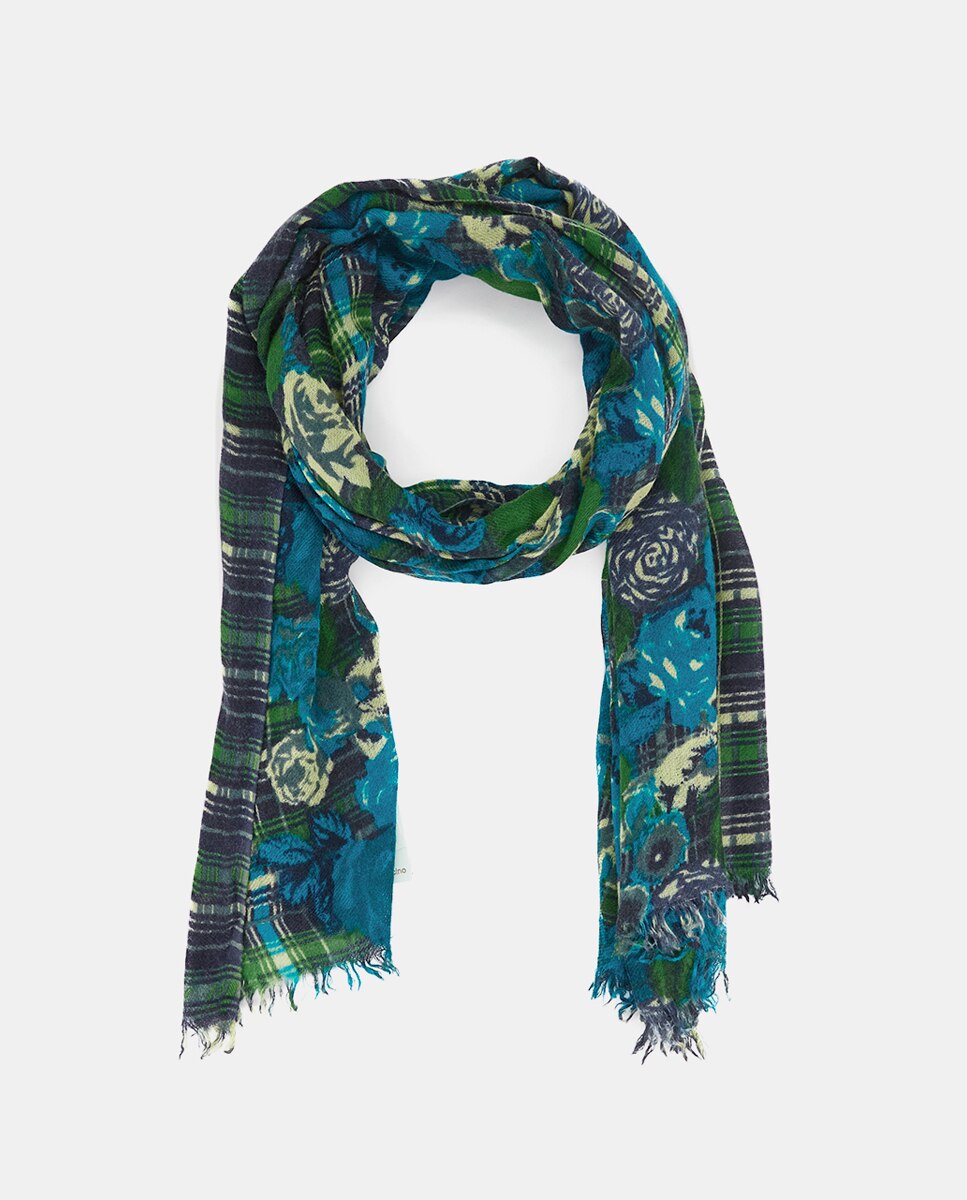 Écharpe de Lã com Estampado Verde-2