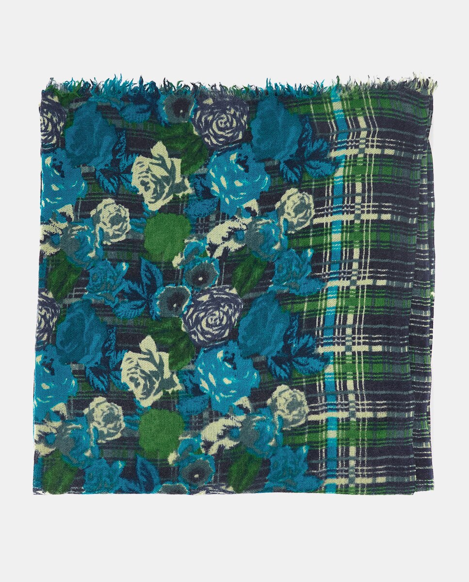 Écharpe de Lã com Estampado Verde-3