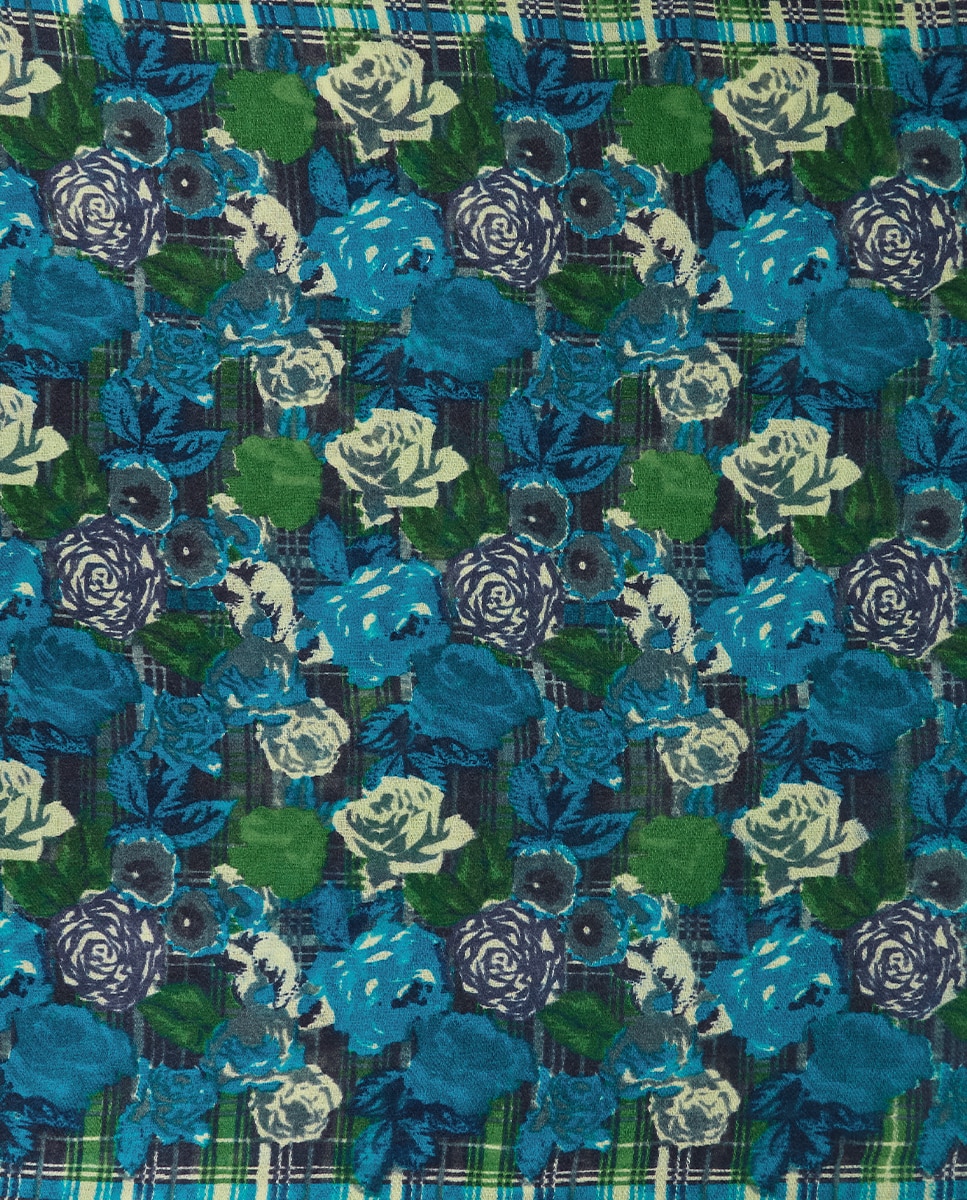 Écharpe de Lã com Estampado Verde-4