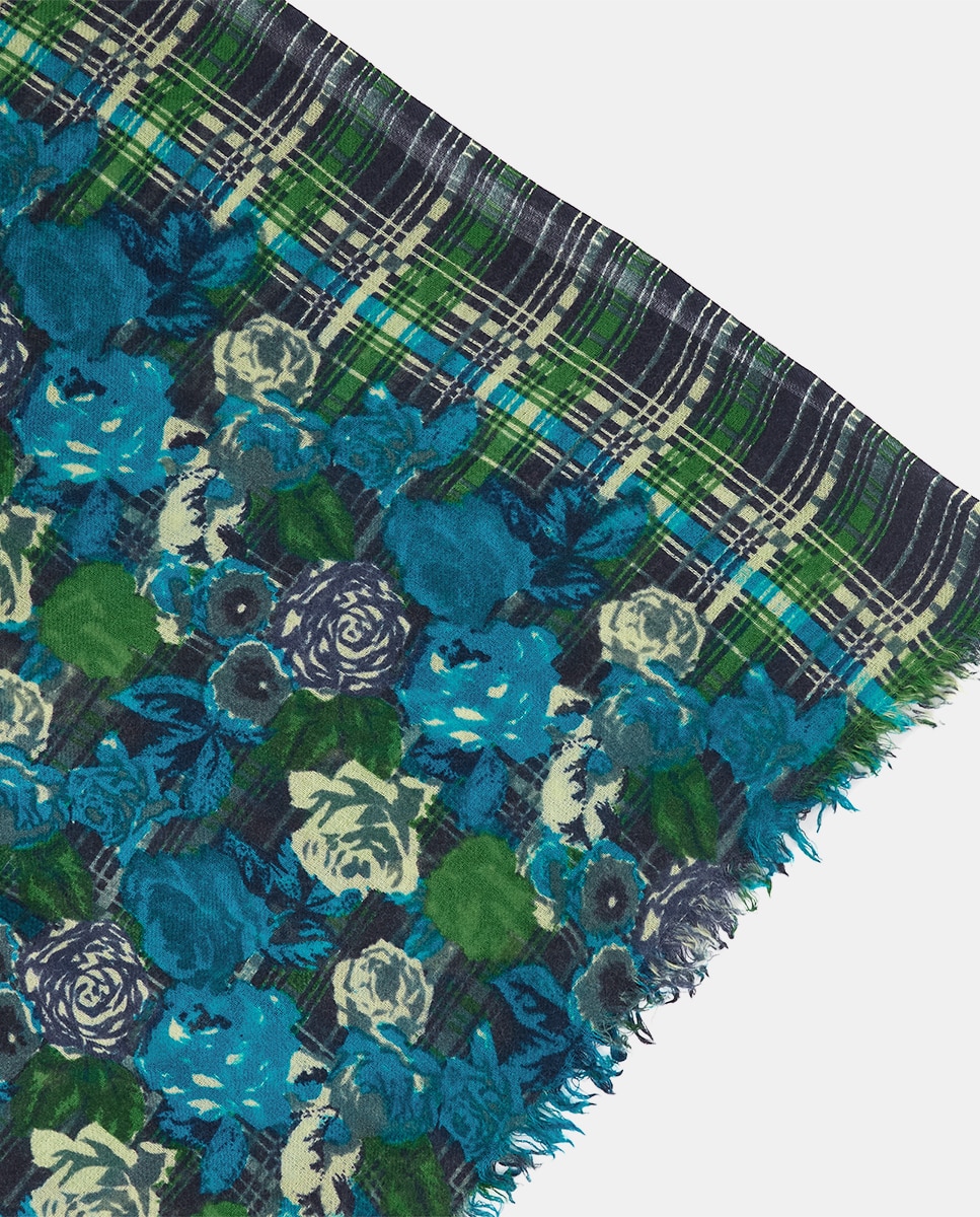 Écharpe de Lã com Estampado Verde-5