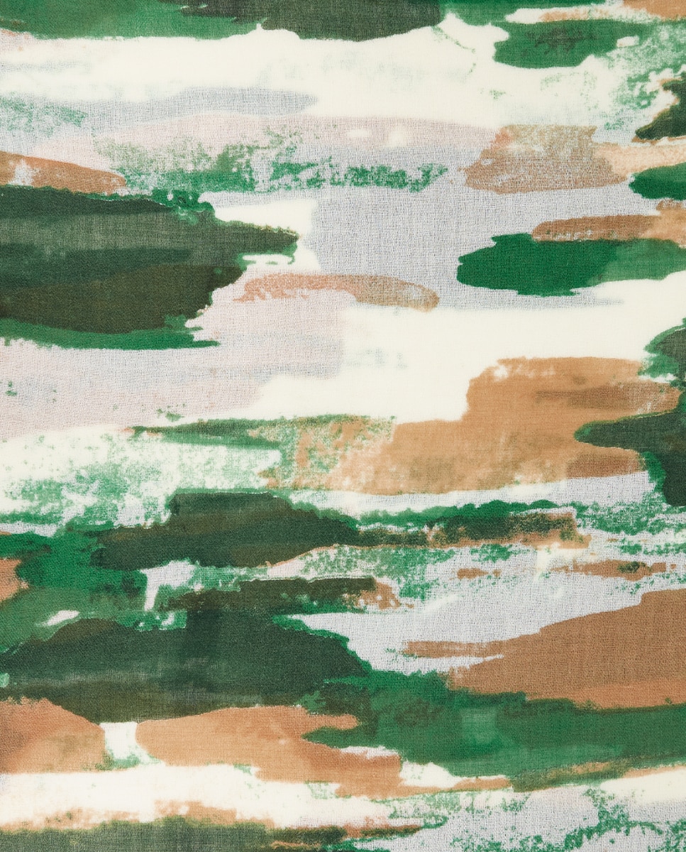 Écharpe de Lã com Estampado Abstracto Verde-4