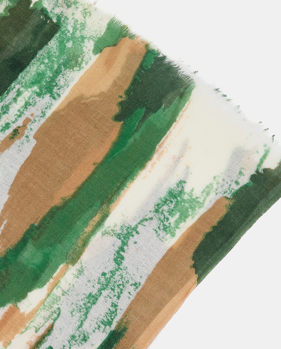 Écharpe de Lã com Estampado Abstracto Verde-5