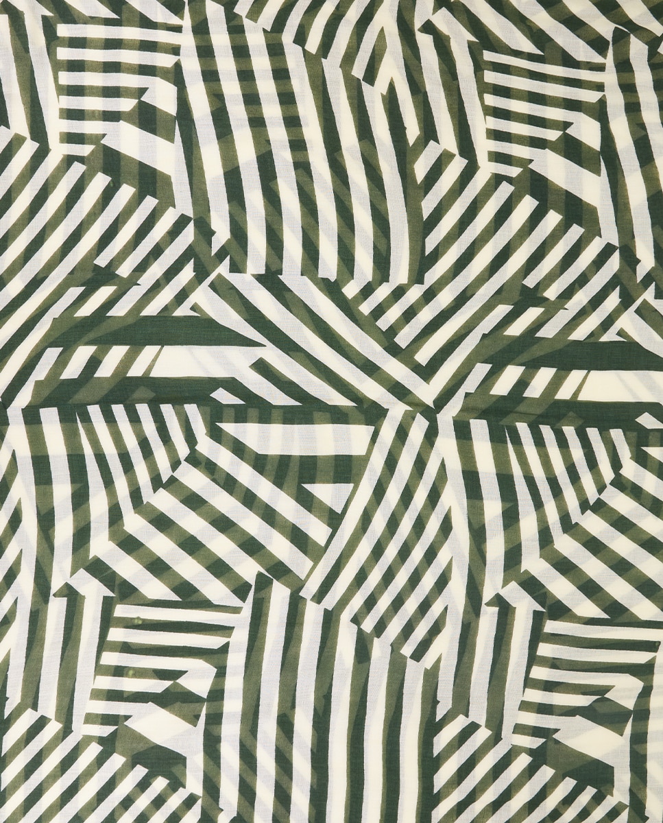 Lenço de Viscose com Estampado Linear Verde-4