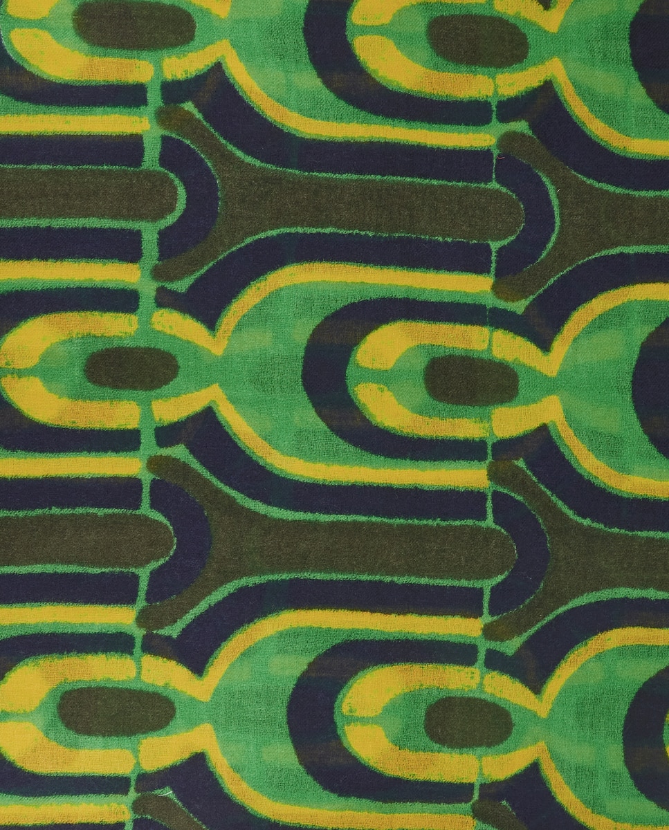 Écharpe de Lã com Estampado Geométrico Preto / Verde-4