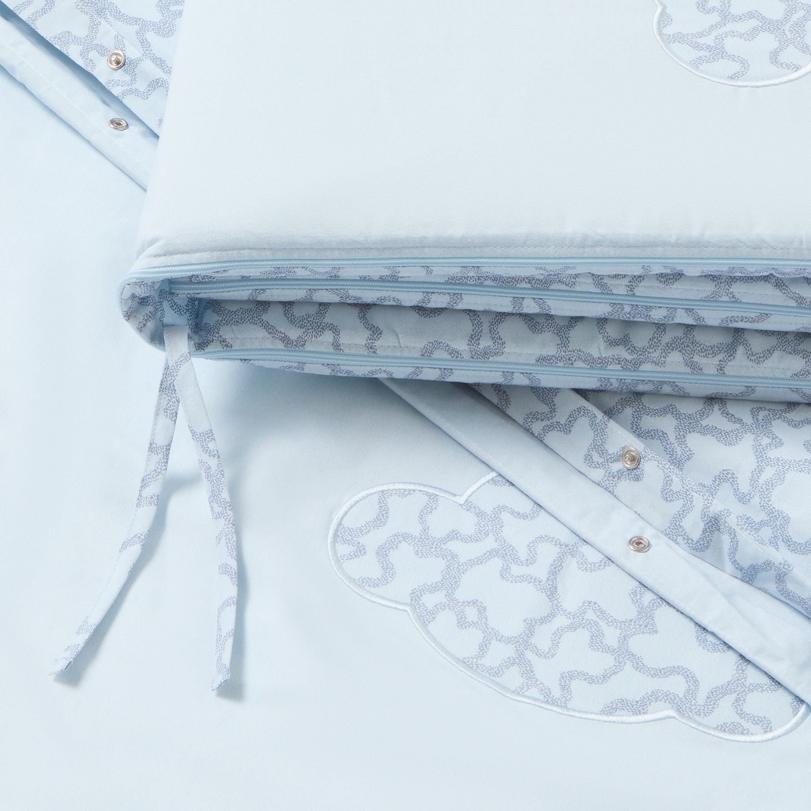 Conjunto de 3 Peças para Berço (60x120 Cm) de Protetor de Grades, Capa Nórdica e Enchimento Nórdico Tous Baby Hkaos Azul-3