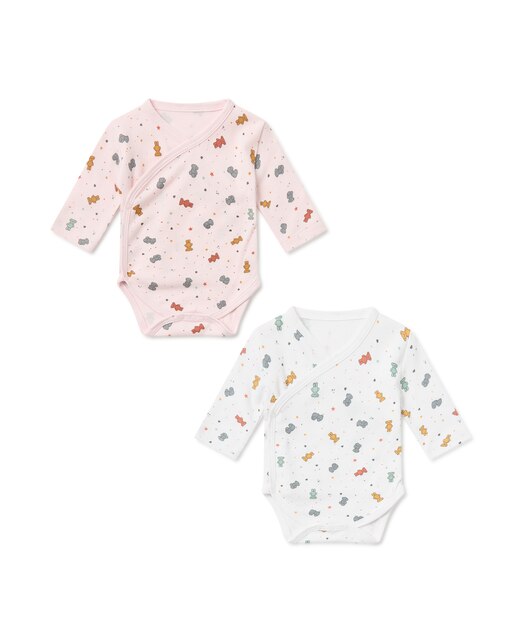Pack de bodies de bebé para menina combinados de algodão com Ursos Charms