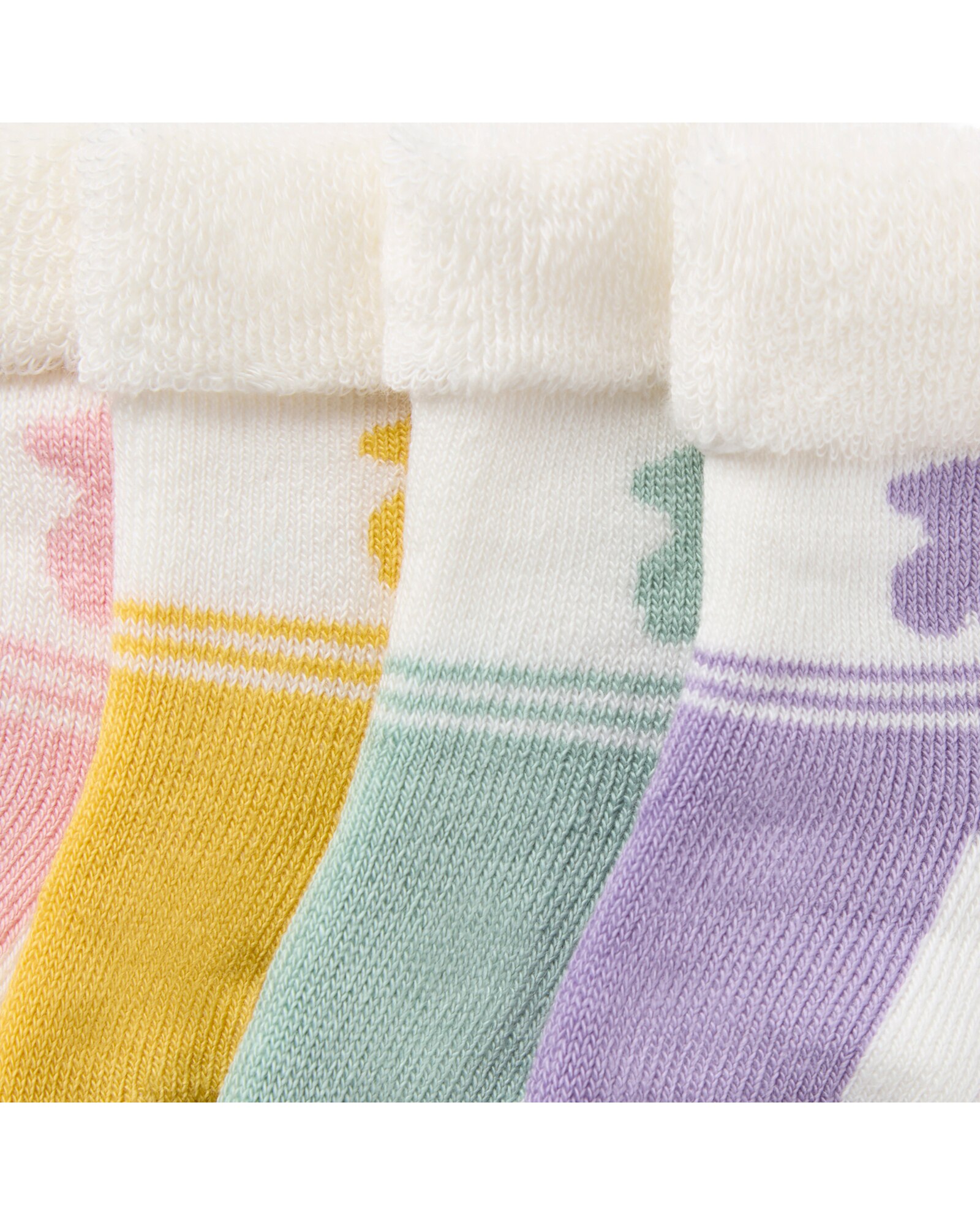 Pack de 4 Meias para Bebé Urso e Franjas Rosa-3