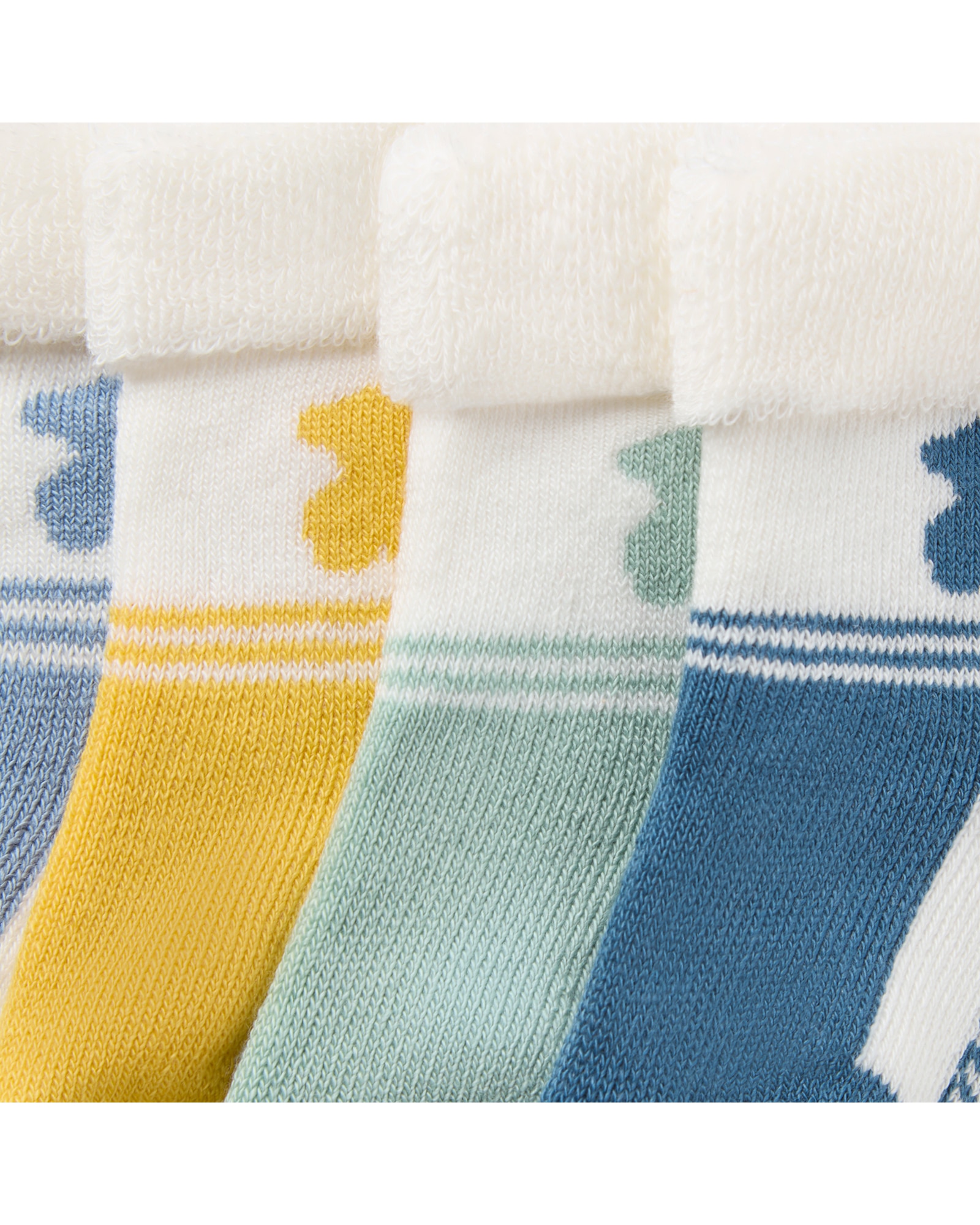 Pack de 4 Meias para Bebé Urso e Franjas Azul-3