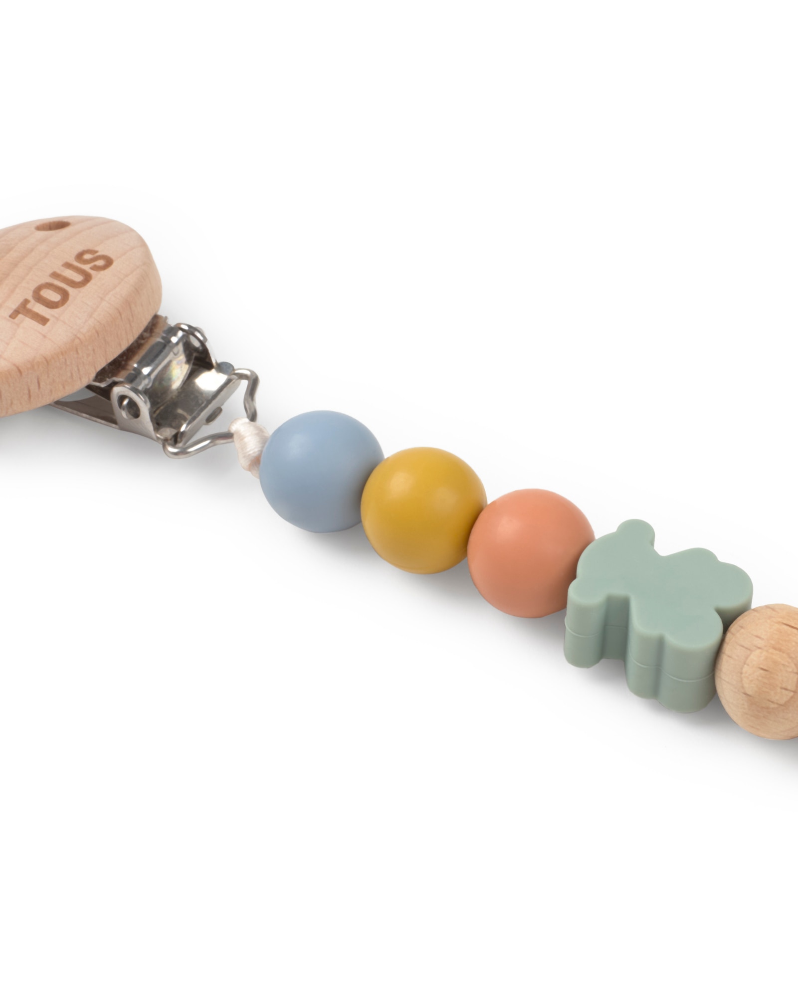 Porta-chupetas de Bebé Tous Baby em Silicone e Madeira de Faia Multicolor-3