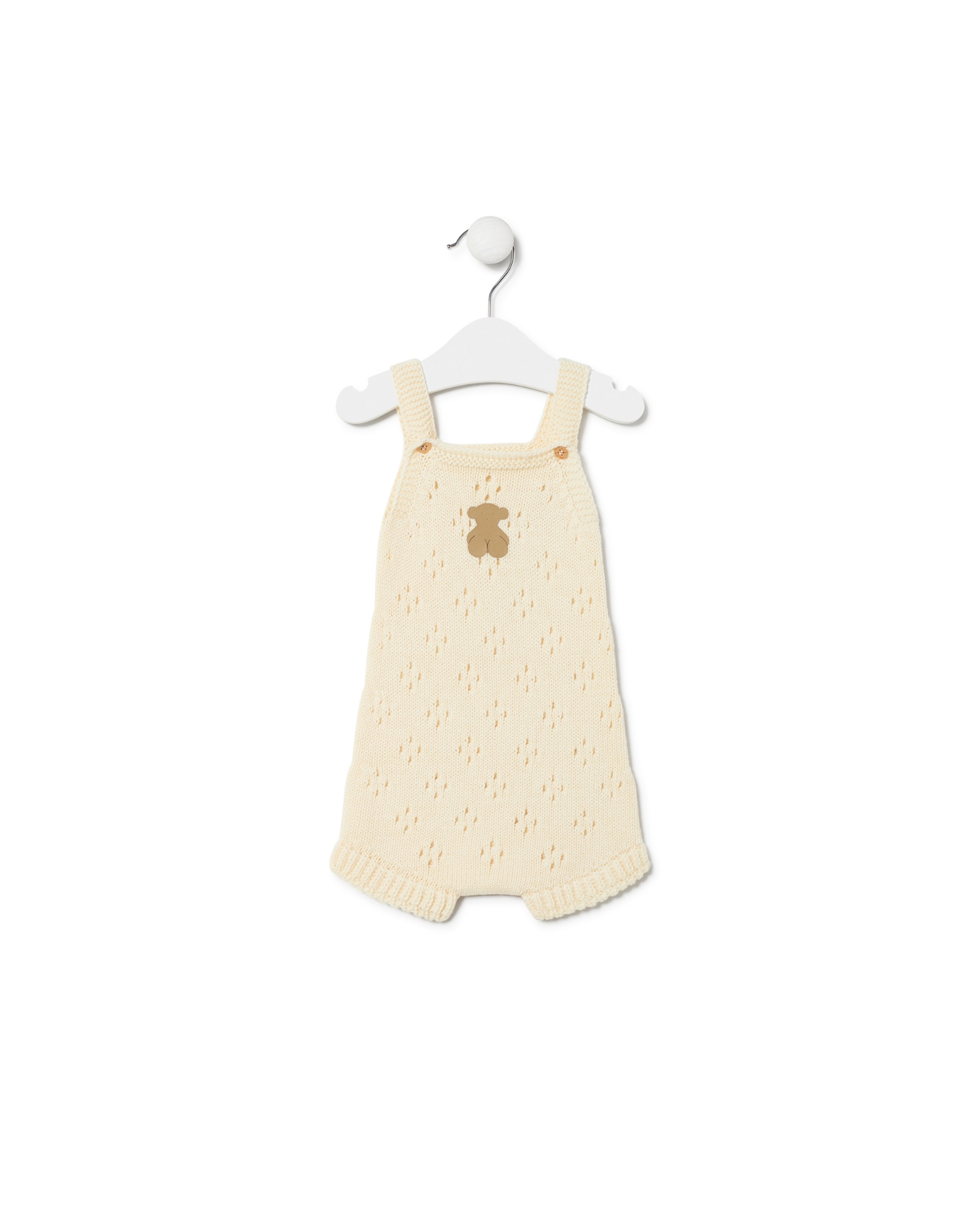 Macacão Curto de Malha para Bebé Perfurada Cru-1