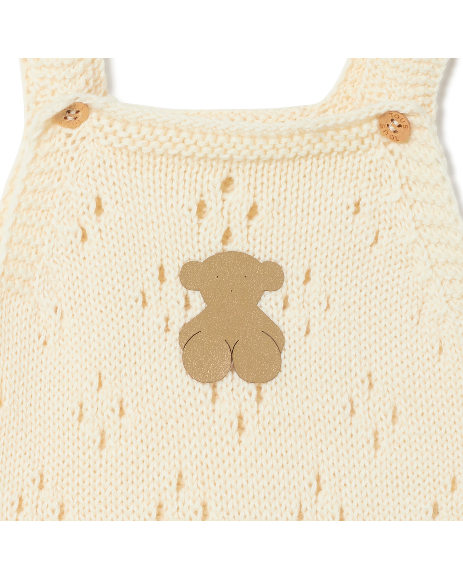 Macacão Curto de Malha para Bebé Perfurada Cru-3