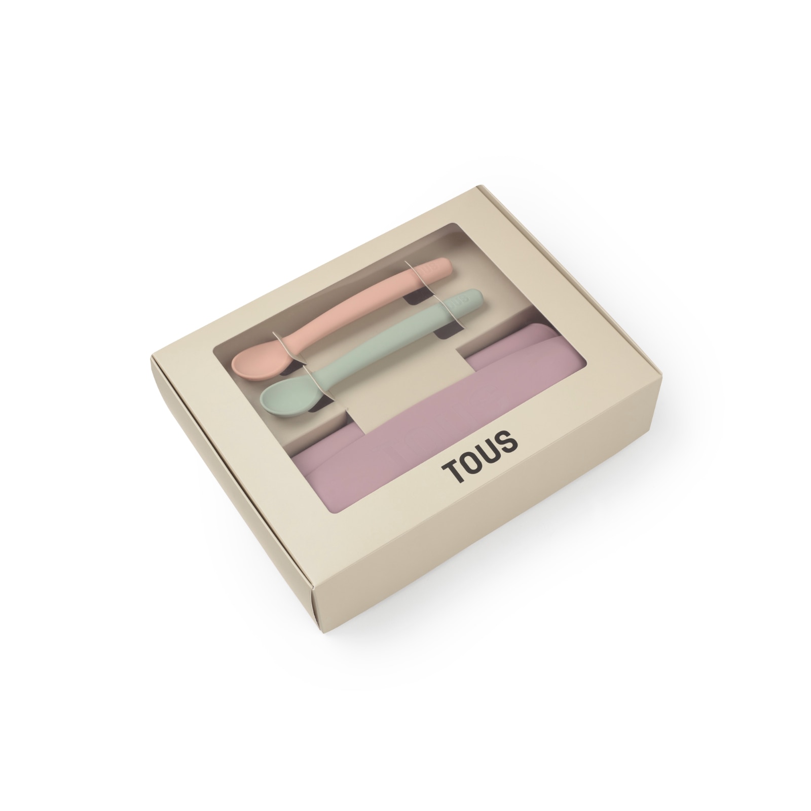 Set de Babete e 2 Colheres Tous Baby de Silicone Rosa-2