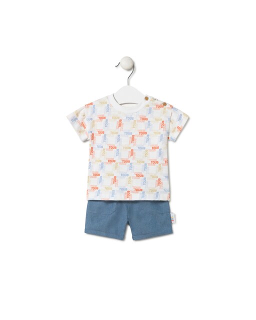 Imagem 0 de Conjunto para Bebé de Algodão Estampado com Logo de Cores e Liso