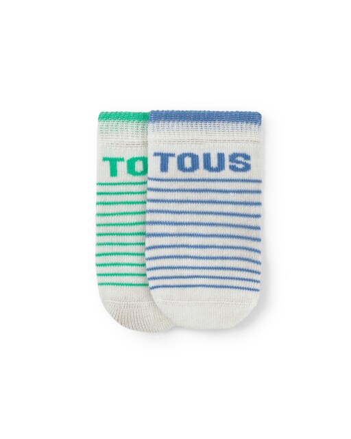 Imagem 0 de Pack de 2 Pares de Meias para Bebé Às Riscas com Logo