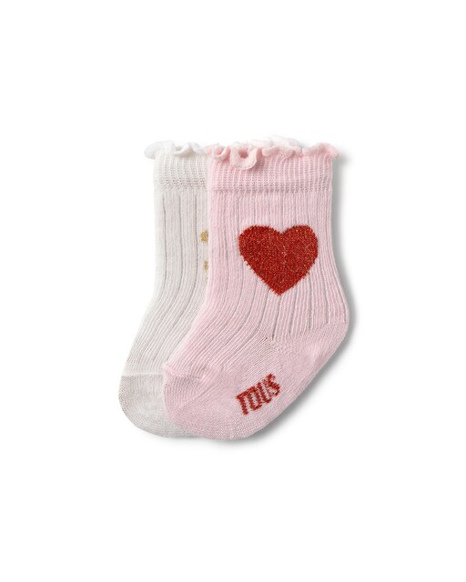 Imagem 0 de Pack de 2 Meias para Bebé com Coração e Urso de Lurex