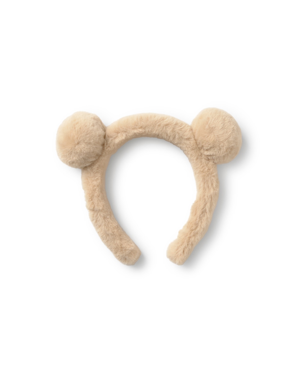Bandolete com Orelhas para Bebé de Suave Pelo Curto Bege-2