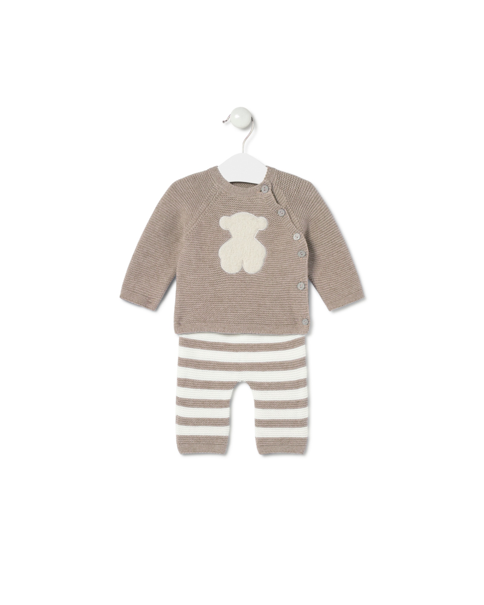 Imagem 0 de Conjunto para Bebé em Algodão Orgânico Liso e Às Riscas de Malha Tricotada