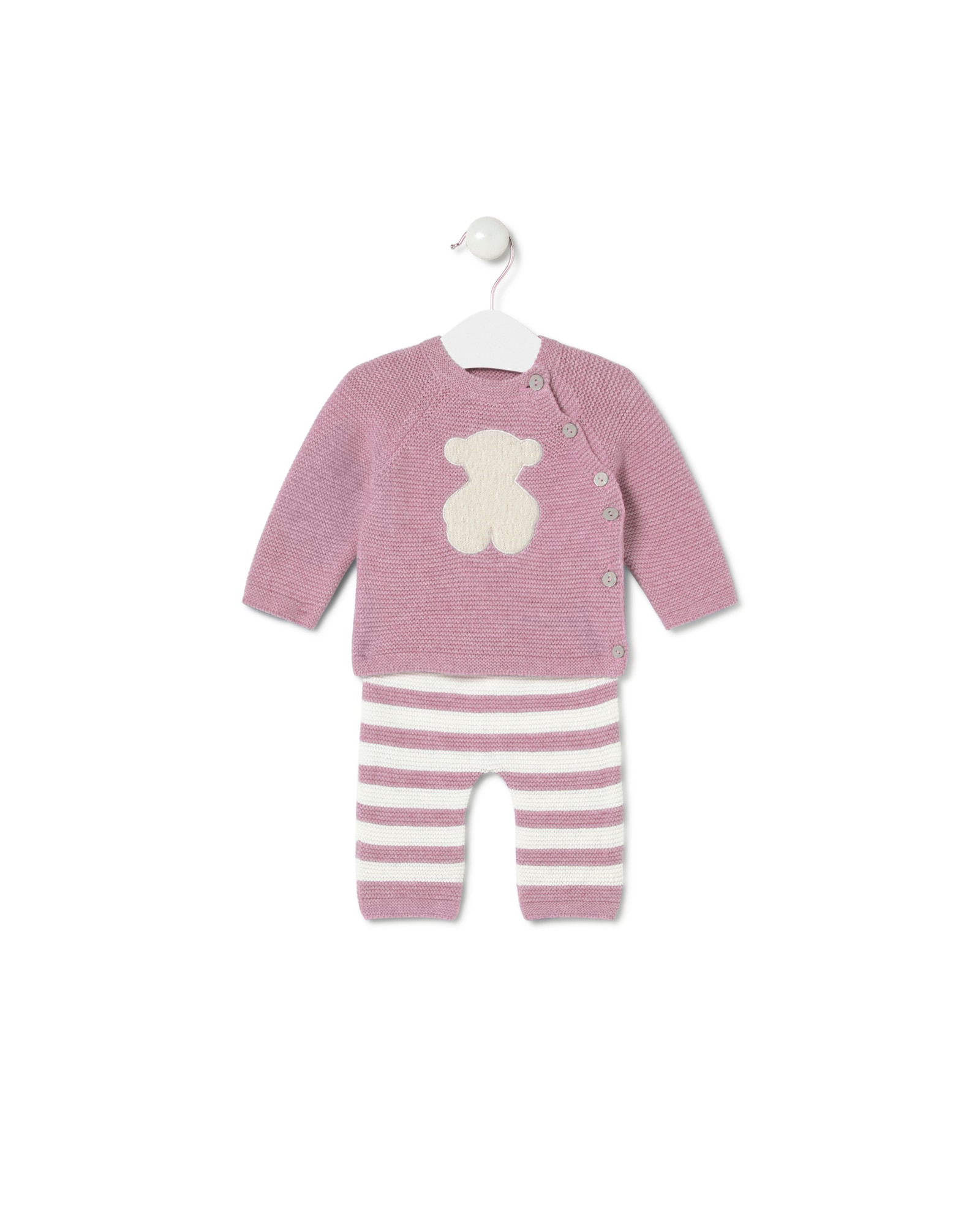 Imagem 0 de Conjunto para Bebé em Algodão Orgânico Liso e Às Riscas de Malha Tricotada