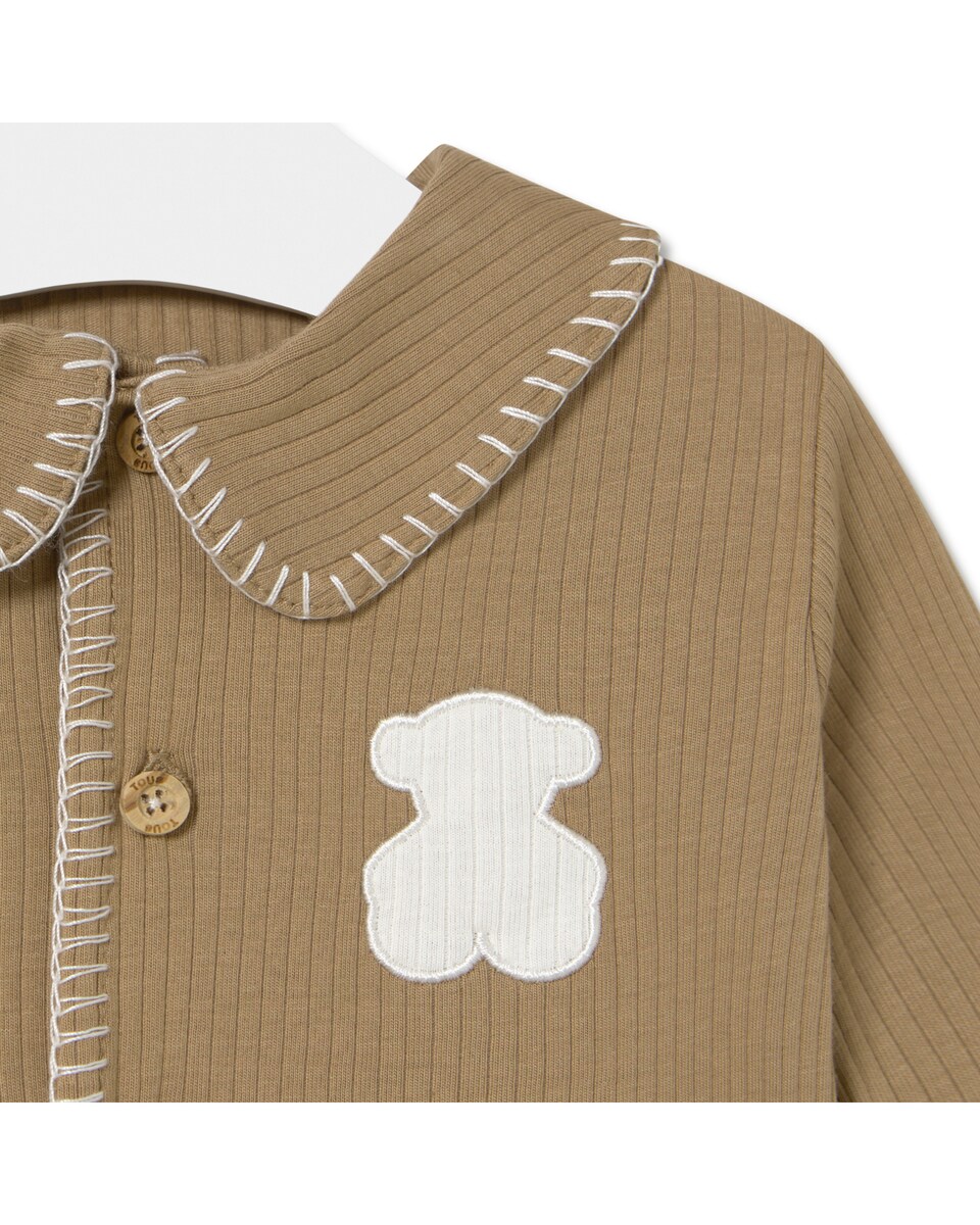 Conjunto para Bebé de Suave Algodão Canelado Bege-4