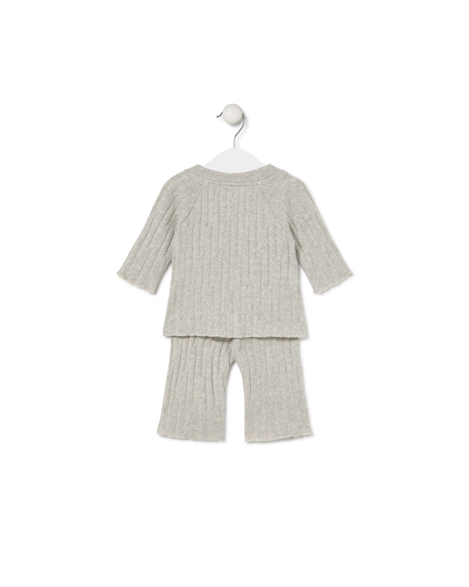 Conjunto para Bebé em Malha de Algodão com Urso Cinzento-claro-2