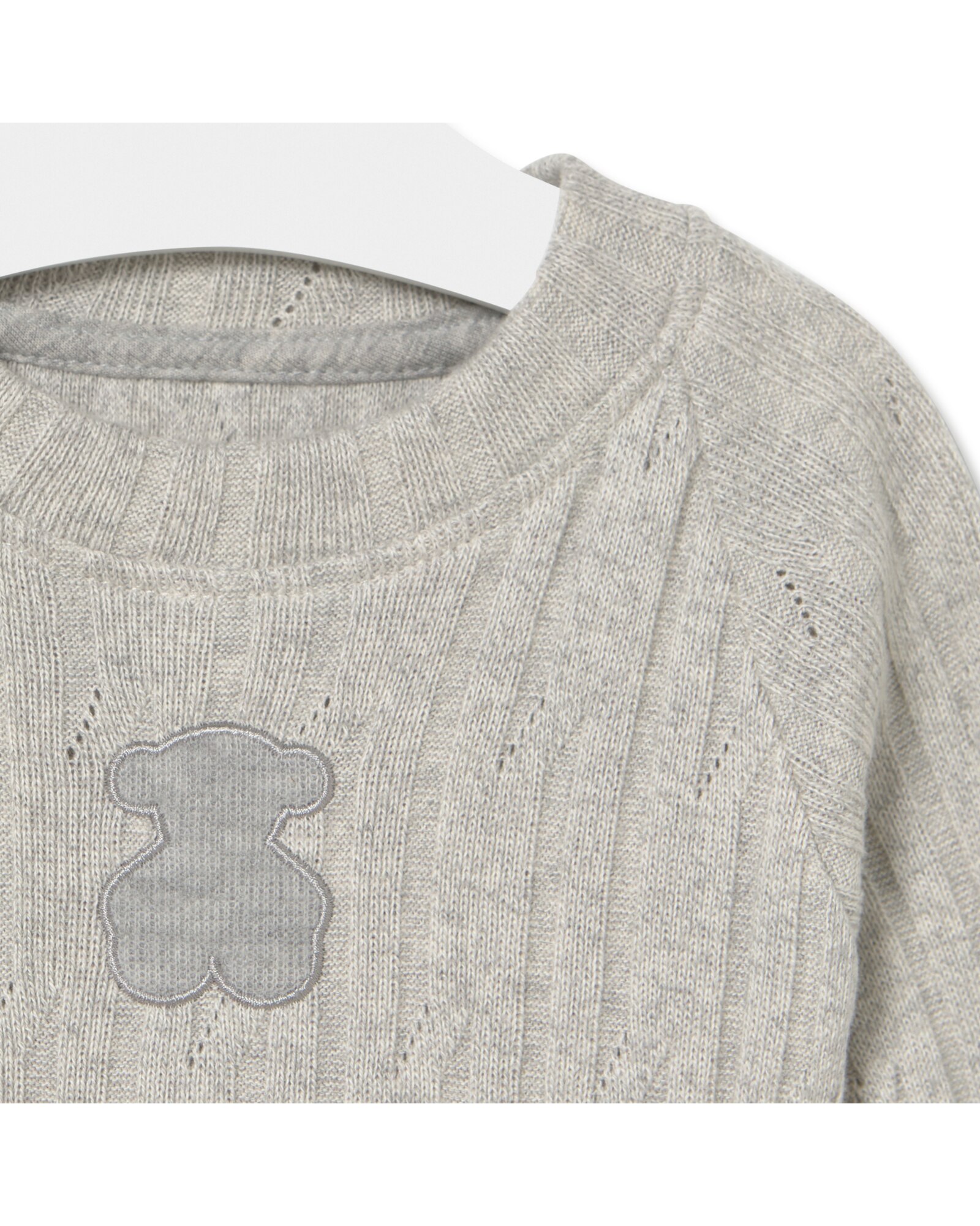 Conjunto para Bebé em Malha de Algodão com Urso Cinzento-claro-4