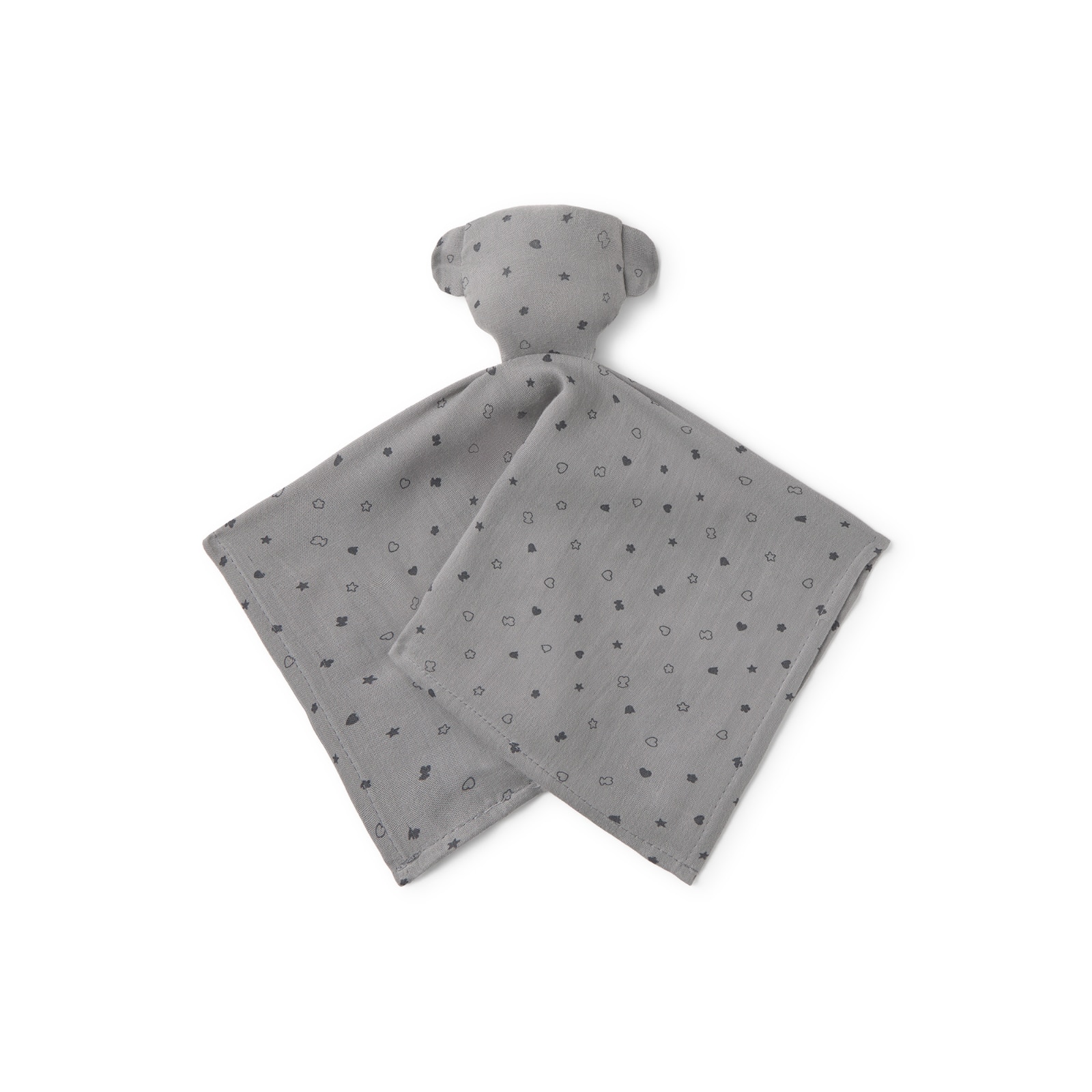 Doudou Tous Baby de Muselina Estampada com Ursos Estrelas e Corações Cinzento-2