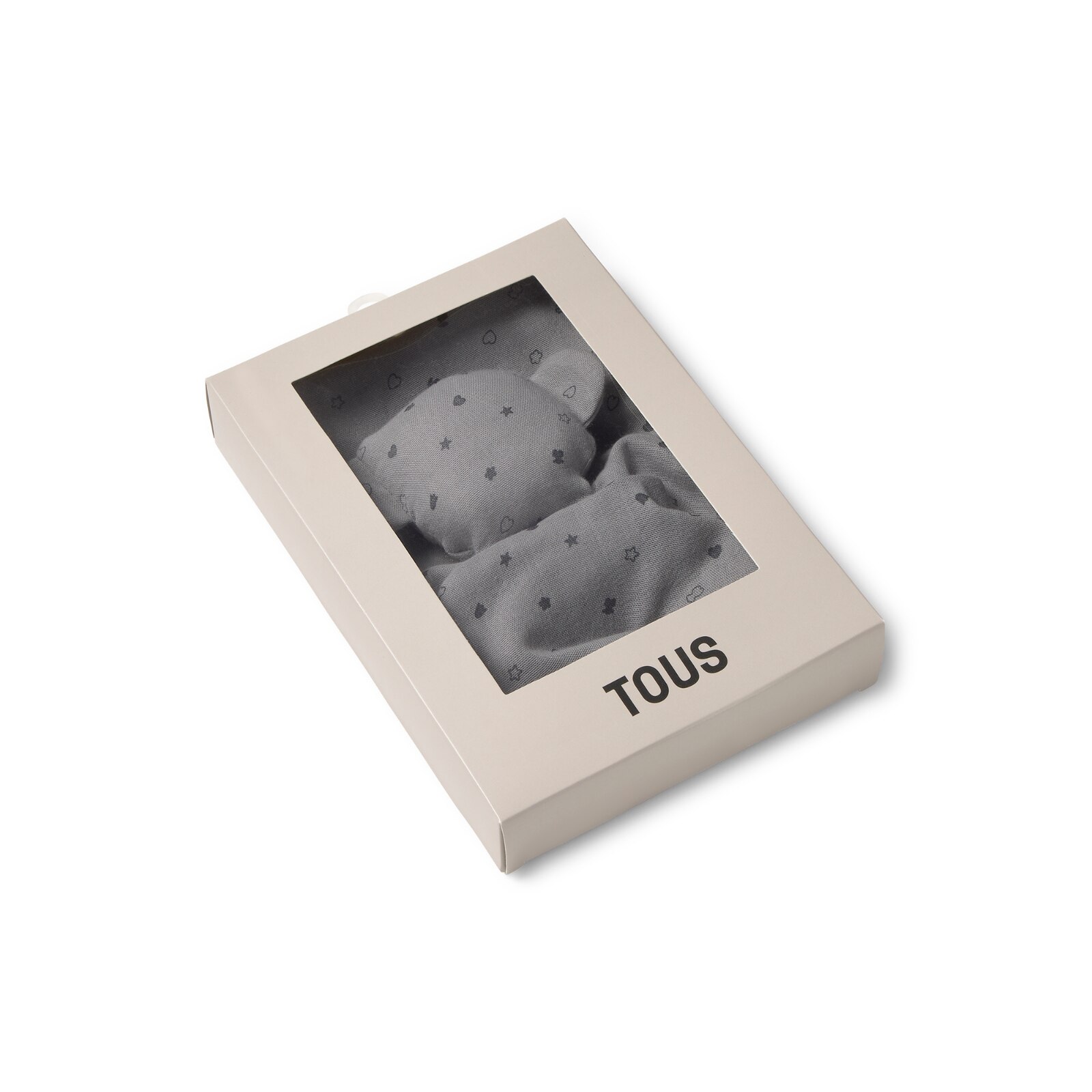 Doudou Tous Baby de Muselina Estampada com Ursos Estrelas e Corações Cinzento-4