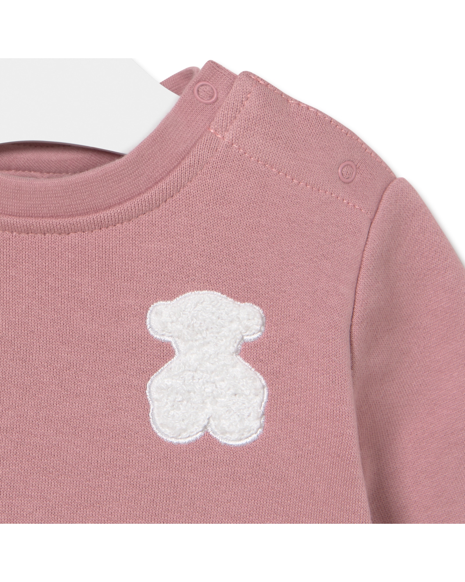Conjunto para Bebé em Algodão Liso e Às Riscas com Urso Rosa / Branco-4