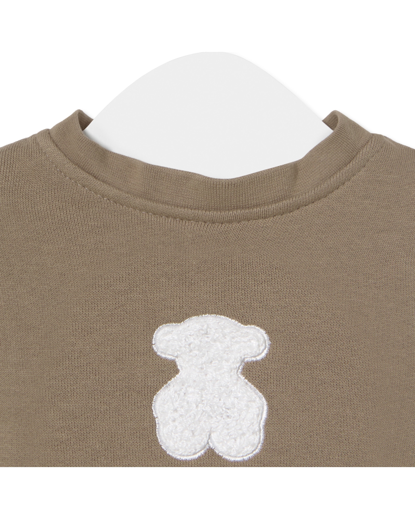 Body para Bebé com Camisola de Algodão Liso Combinada com Estampado Bege-3