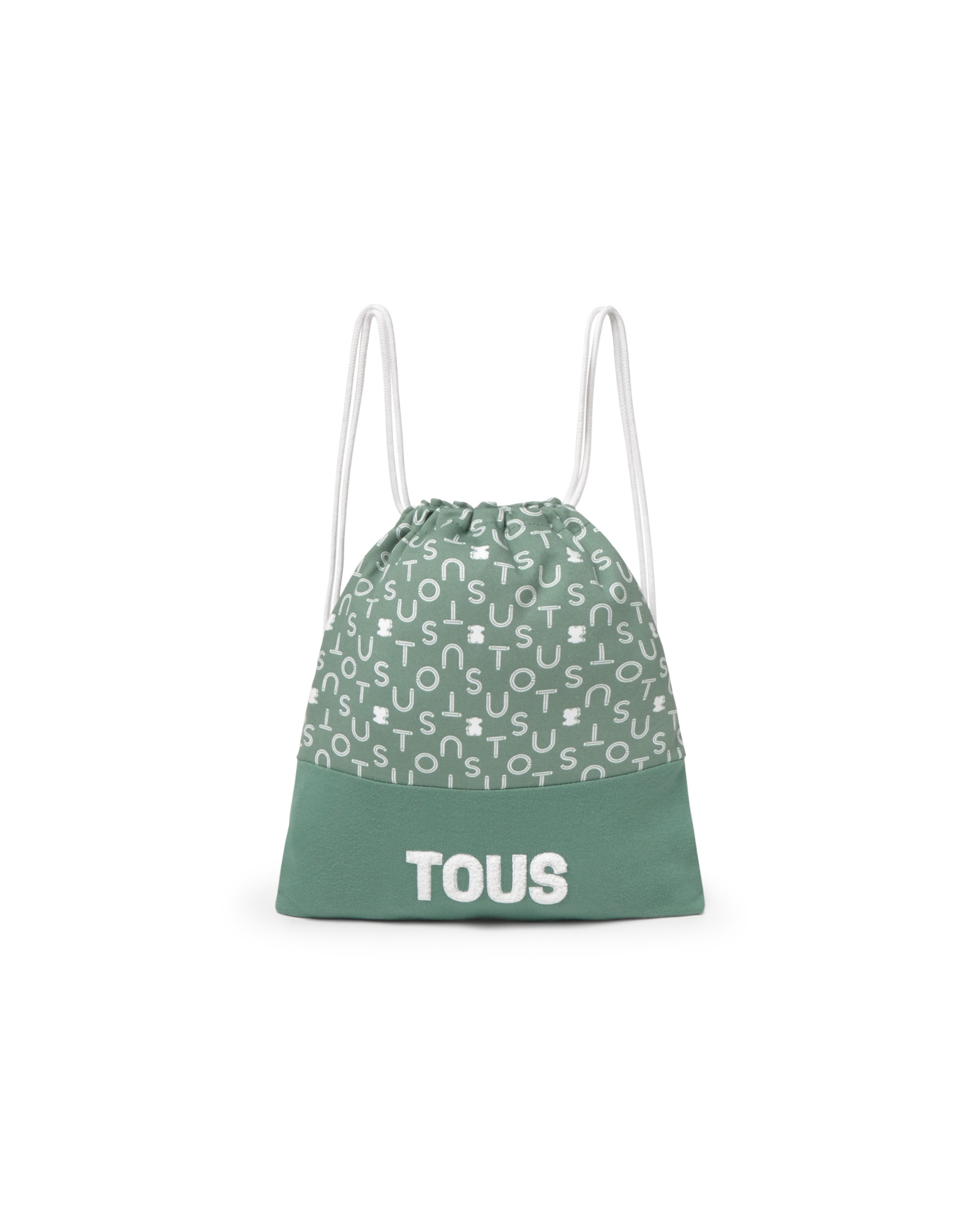 Mochila Pré-escolar para Bebé em Algodão Estampado com Ursos e Letras Verde-1