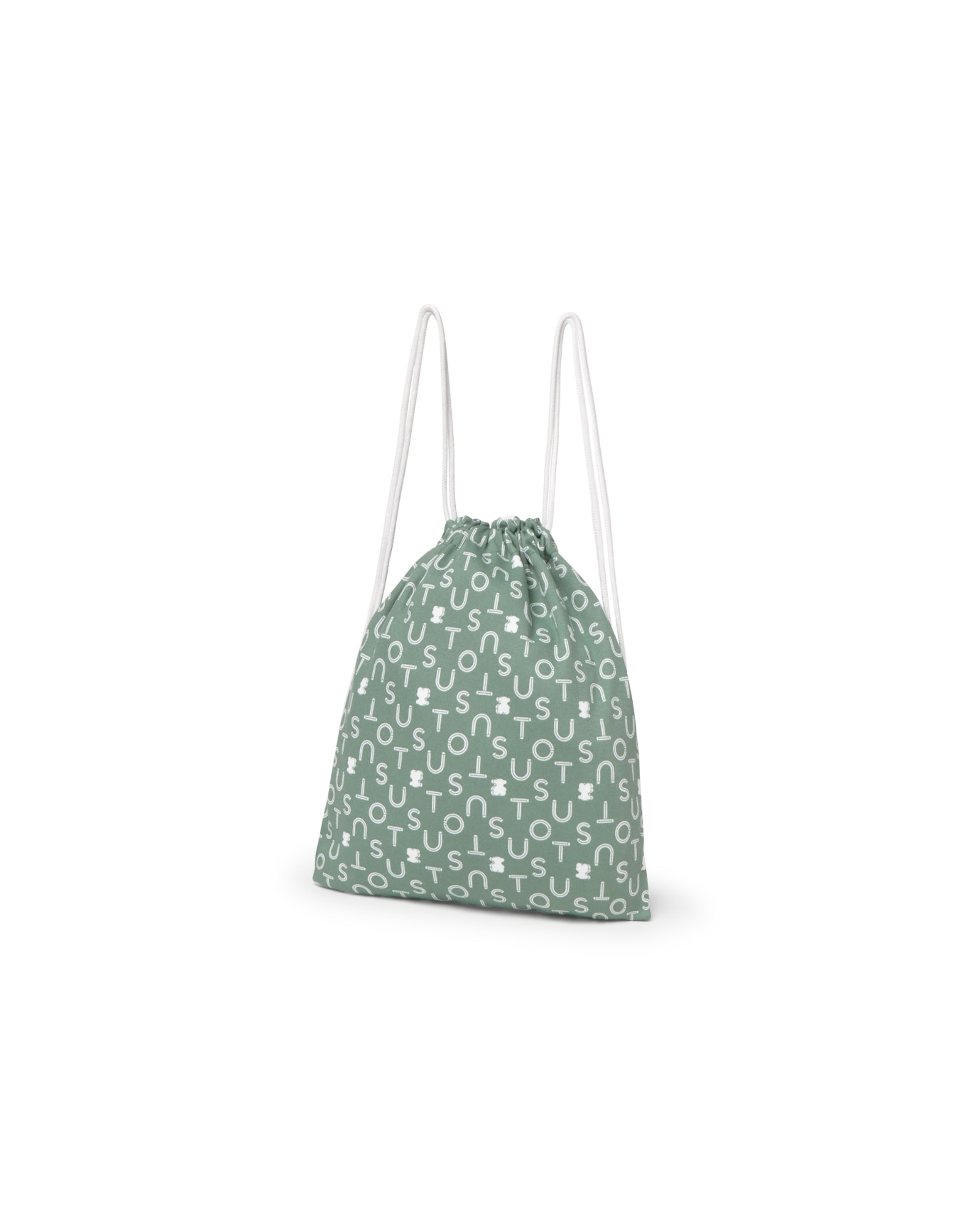 Mochila Pré-escolar para Bebé em Algodão Estampado com Ursos e Letras Verde-2