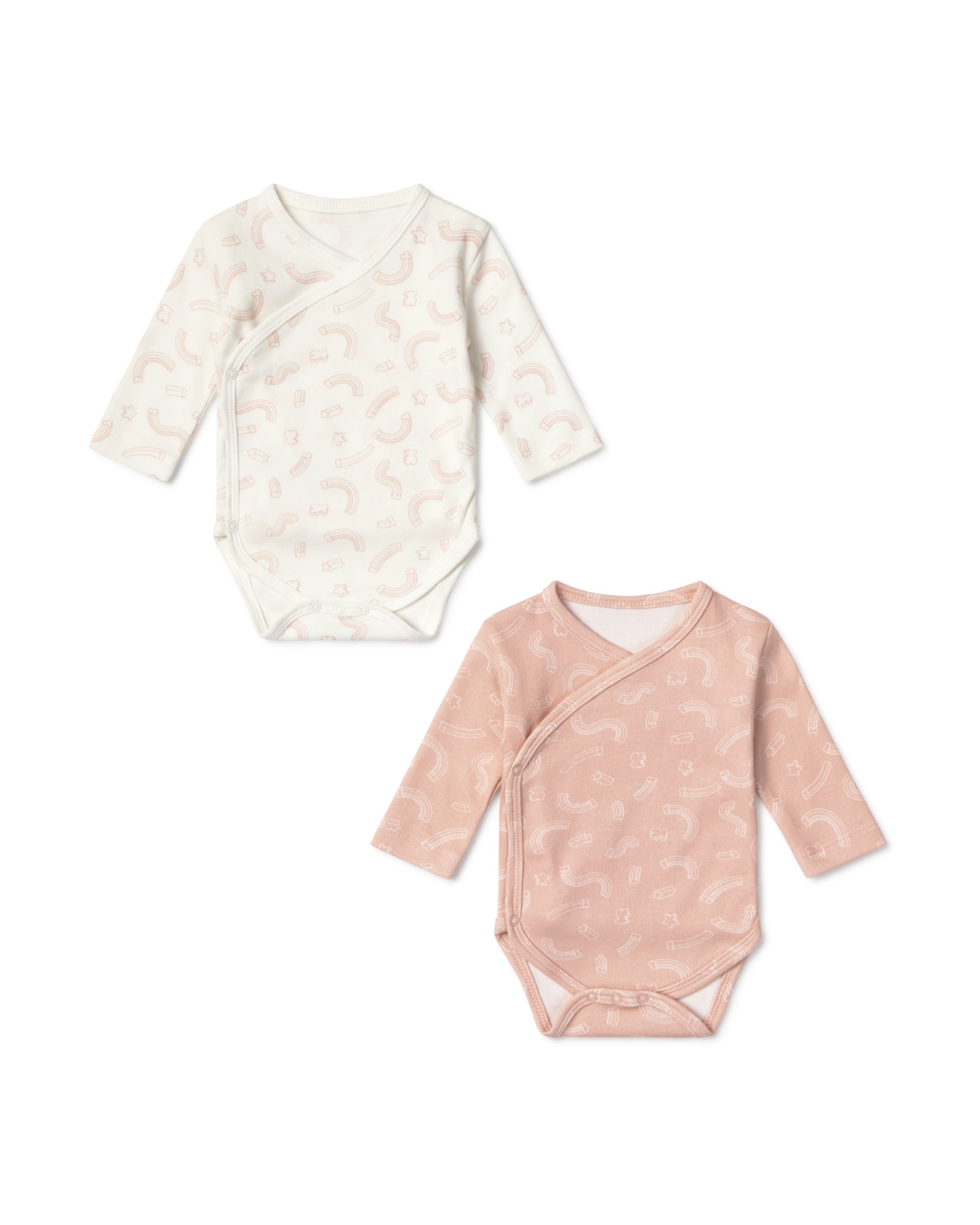 Pack de Bodies para Bebé em Algodão Estampados com Ursos e Estrelas Arco-íris Multicolor-1