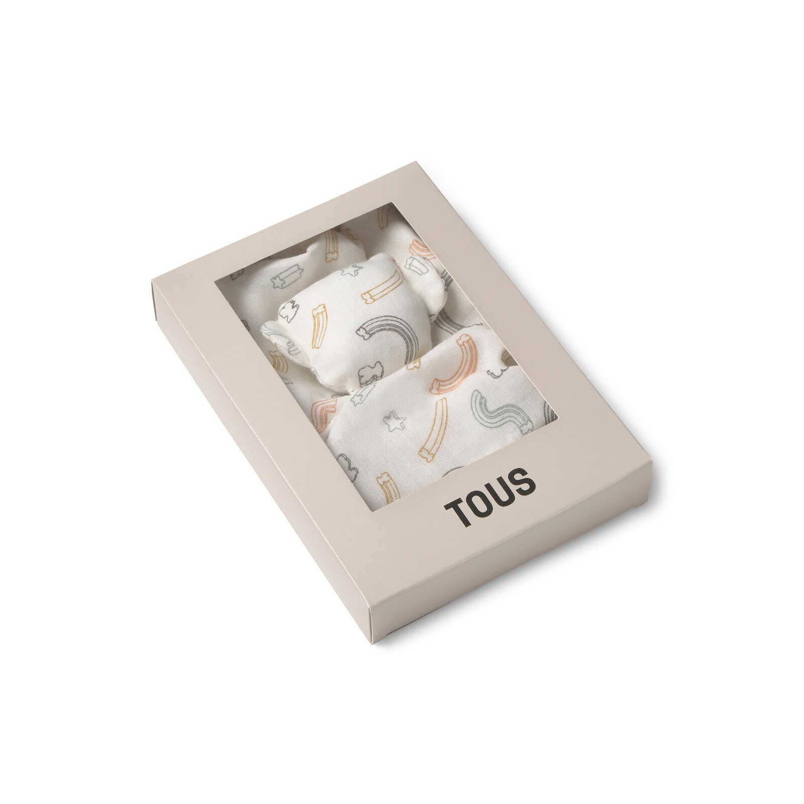 Doudou Tous Baby de Muselina Estampada com Ursos e Estrelas Arco-íris Multicolor-4