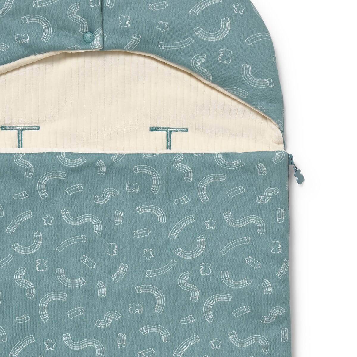 Saco Universal Tous Baby para Alcofa ou Cadeira de Passeio Estampado com Ursos e Estrelas Arco-íris Verde Água-3
